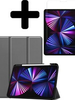 BTH BTH iPad Pro 11 inch (2021) Hoesje Met Apple Pencilhouder Met Screenprotector - Grijs