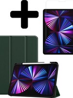 BTH BTH iPad Pro 11 inch (2021) Hoesje Met Apple Pencilhouder Met Screenprotector - Donkergroen