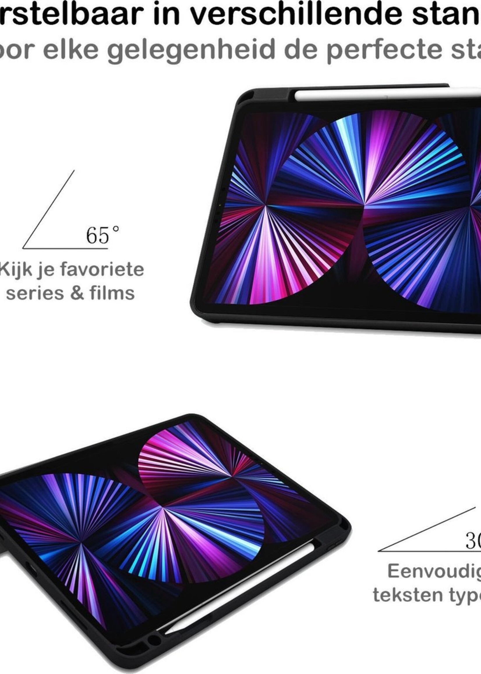 BTH Hoes Geschikt voor iPad Pro 2021 (11 inch) Hoes Book Case Hoesje Trifold Cover Met Uitsparing Geschikt voor Apple Pencil Met Screenprotector - Hoesje Geschikt voor iPad Pro 11 inch (2021) Hoesje Bookcase - Donkergroen