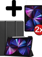 BTH BTH iPad Pro 11 inch (2021) Hoesje Met Apple Pencilhouder Met 2x Screenprotector - Zwart