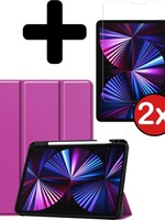 BTH BTH iPad Pro 11 inch (2021) Hoesje Met Apple Pencilhouder Met 2x Screenprotector - Paars