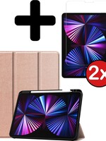 BTH BTH iPad Pro 11 inch (2021) Hoesje Met Apple Pencilhouder Met 2x Screenprotector - Rose Goud