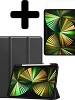 BTH BTH iPad Pro 12.9 inch (2021) Hoesje Met Screenprotector - Zwart