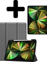 BTH BTH iPad Pro 12.9 inch (2021) Hoesje Met Screenprotector - Grijs