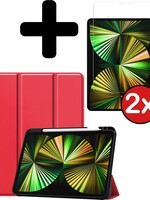 BTH BTH iPad Pro 12.9 inch (2021) Hoesje Met 2x Screenprotector - Rood