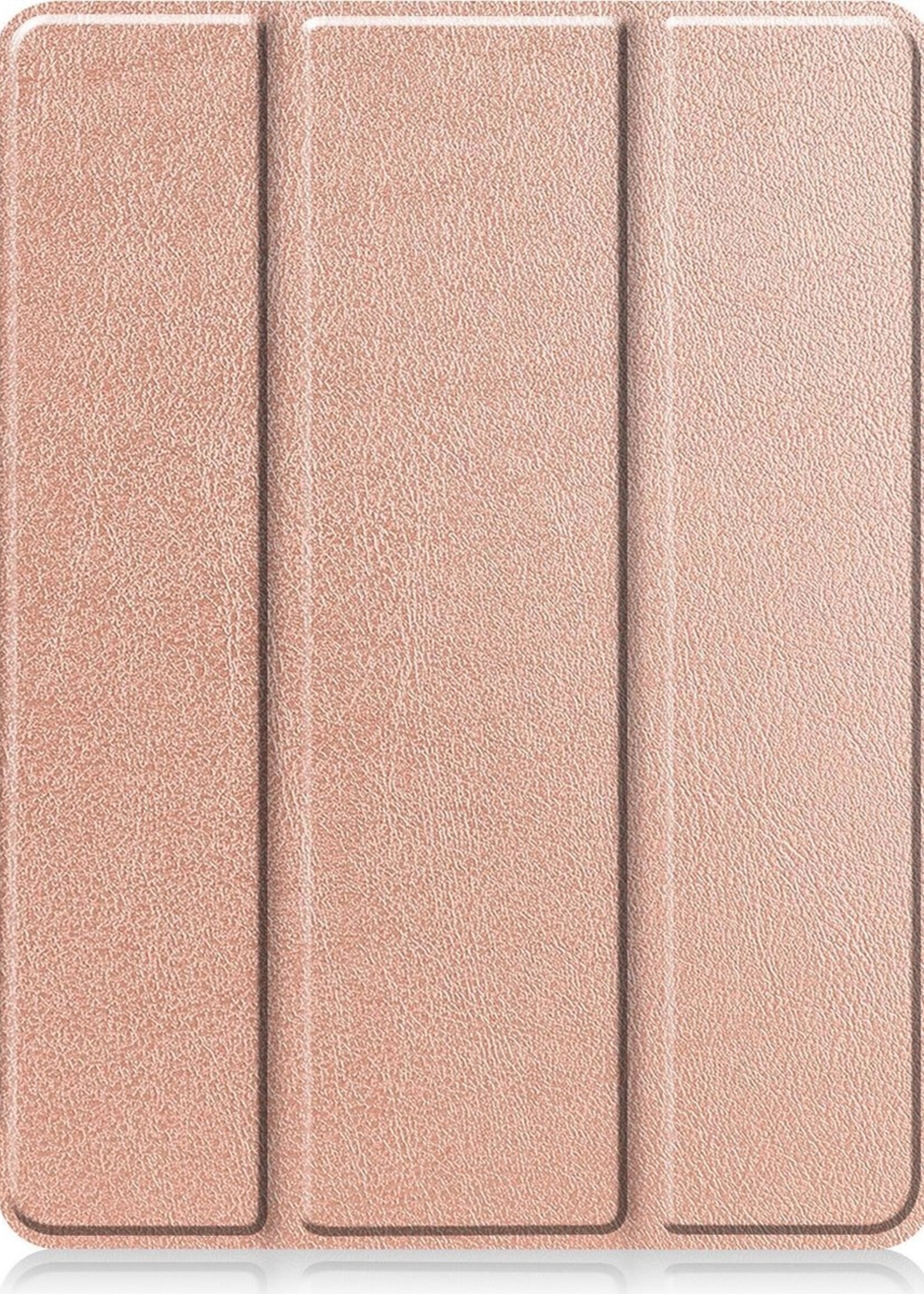 BTH Hoes Geschikt voor iPad Pro 2021 (12,9 inch) Hoes Book Case Hoesje Trifold Cover Met Uitsparing Geschikt voor Apple Pencil Met Screenprotector - Hoesje Geschikt voor iPad Pro 12,9 inch (2021) Hoesje Bookcase - Rosé goud