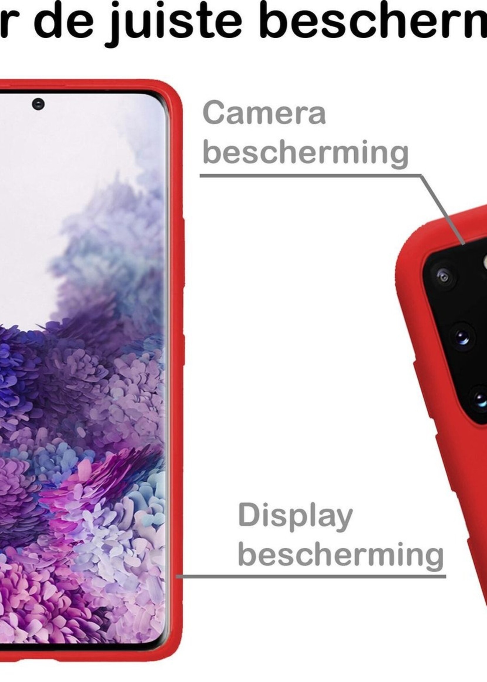 BTH Hoesje Geschikt voor Samsung S20 Hoesje Siliconen Case Hoes - Hoes Geschikt voor Samsung Galaxy S20 Hoes Cover Case - Rood
