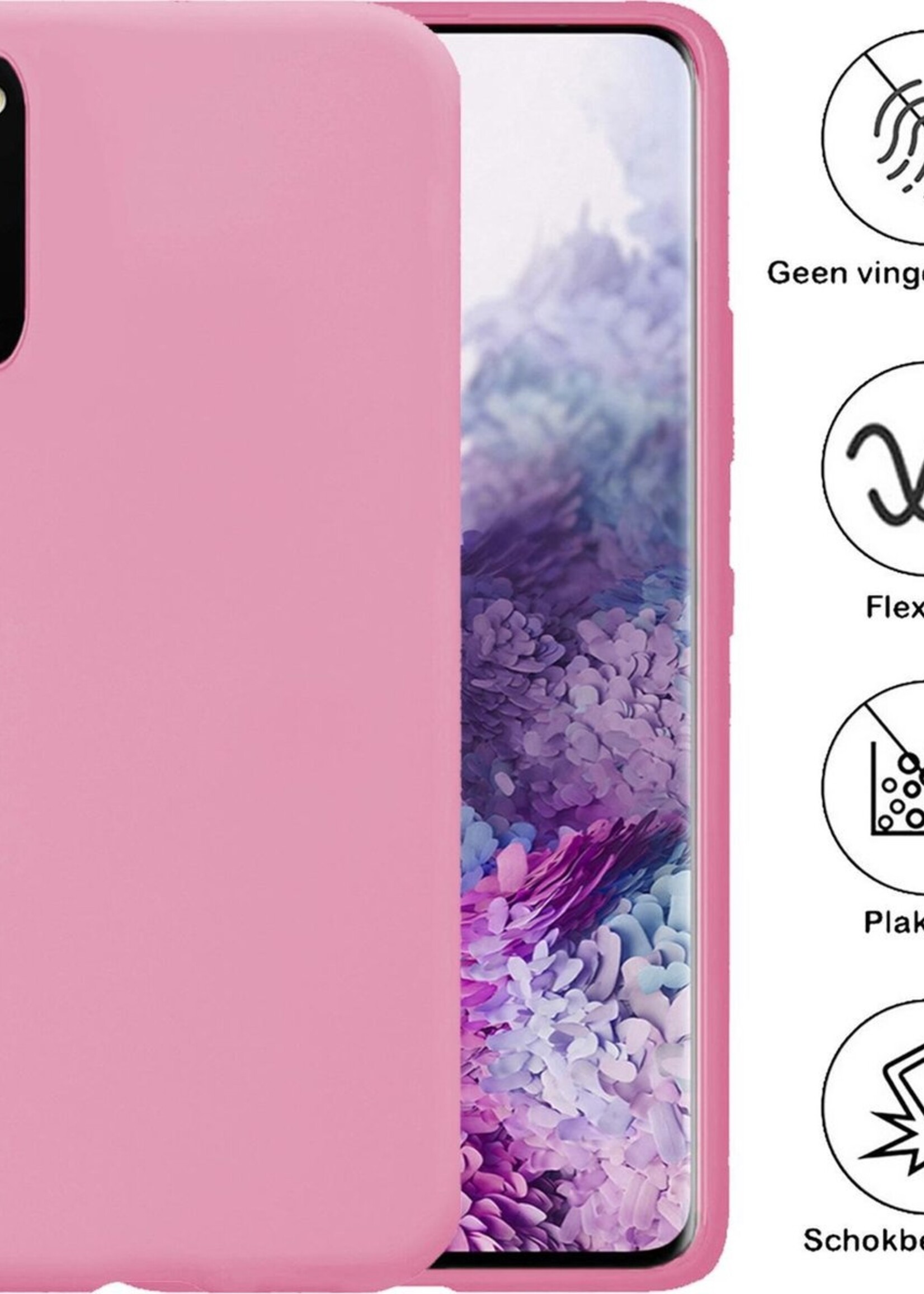 BTH Hoesje Geschikt voor Samsung S20 Hoesje Siliconen Case Hoes - Hoes Geschikt voor Samsung Galaxy S20 Hoes Cover Case - Roze