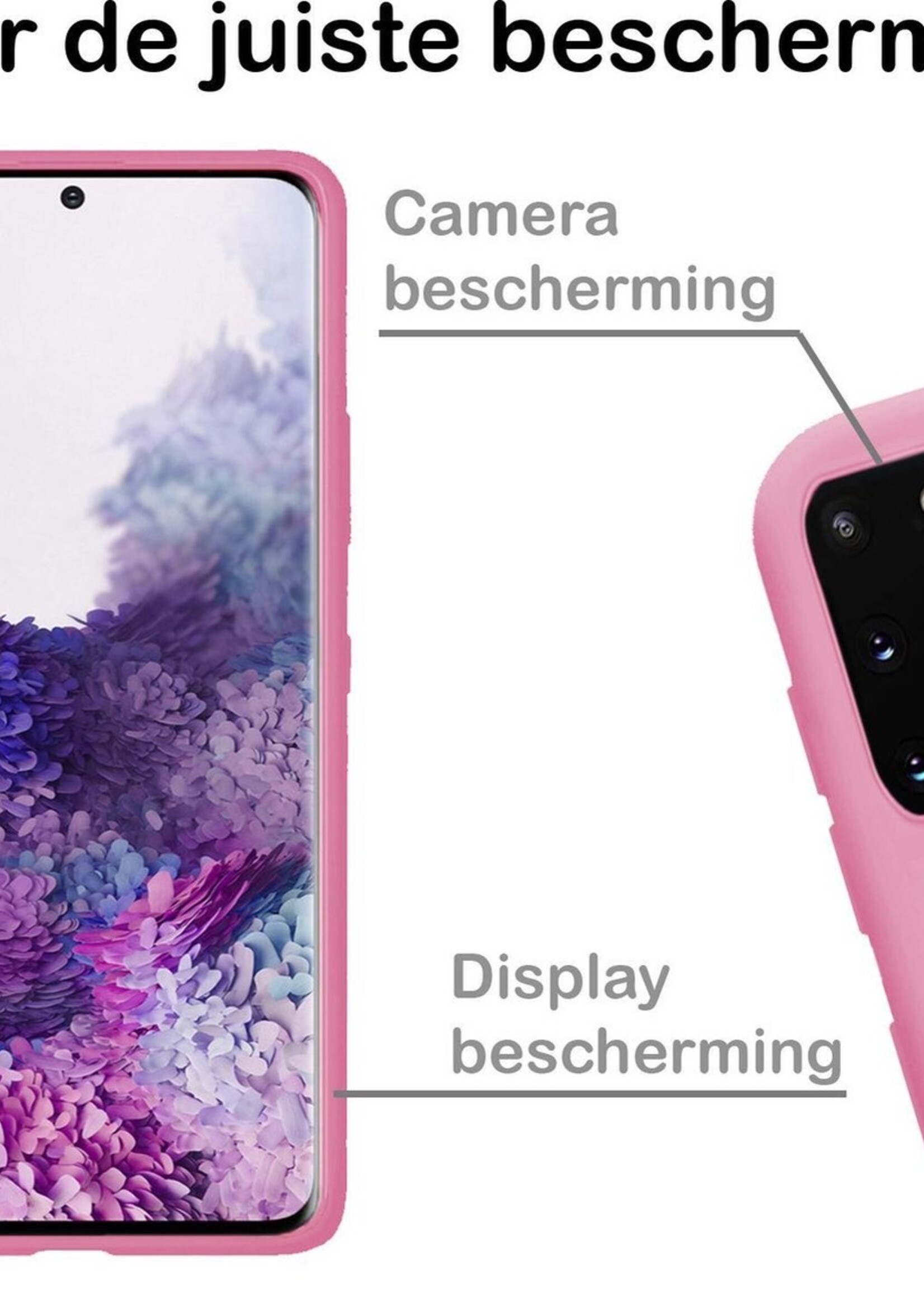 BTH Hoesje Geschikt voor Samsung S20 Hoesje Siliconen Case Hoes - Hoes Geschikt voor Samsung Galaxy S20 Hoes Cover Case - Roze