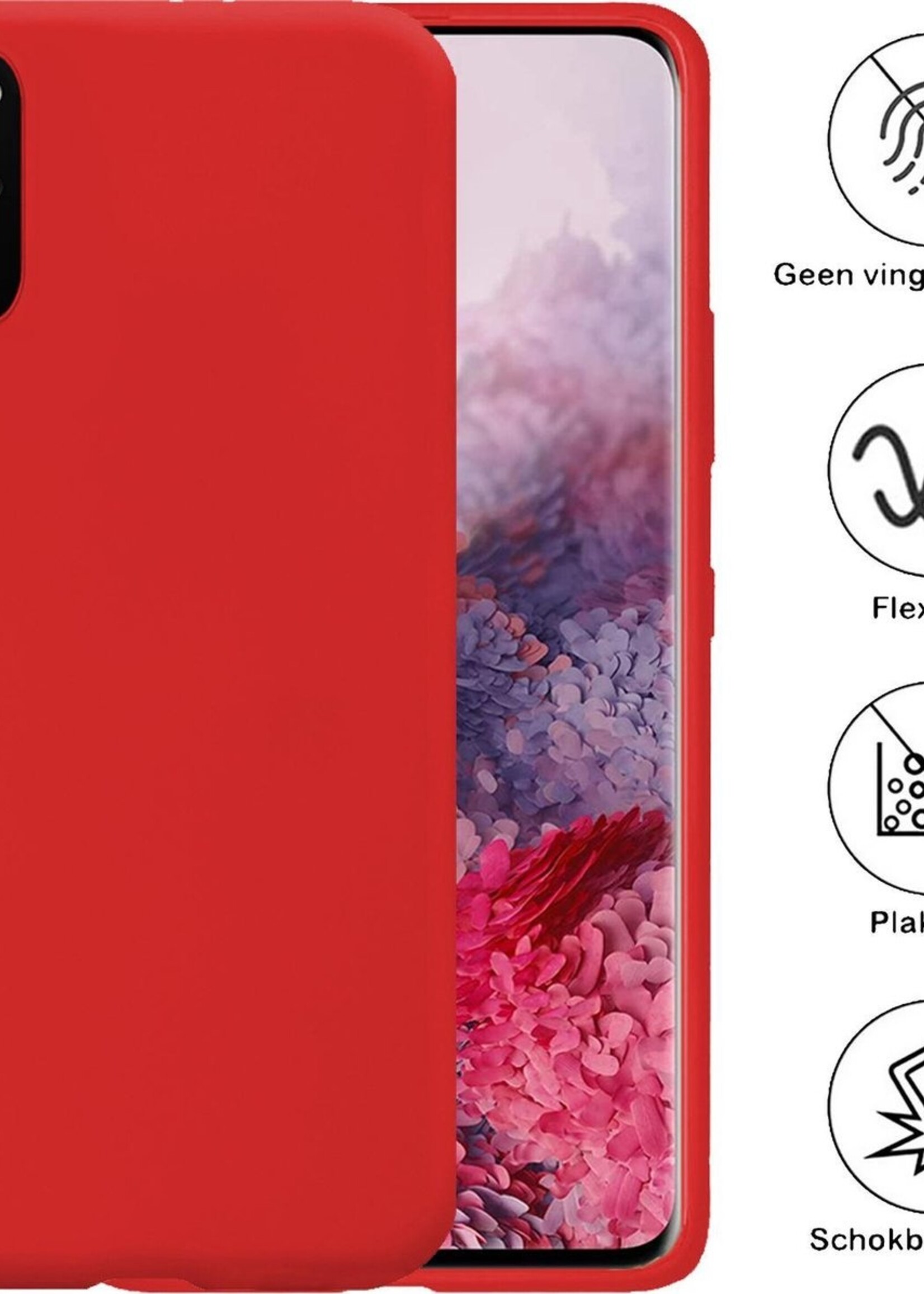 BTH Hoesje Geschikt voor Samsung S20 Plus Hoesje Siliconen Case Hoes - Hoes Geschikt voor Samsung Galaxy S20 Plus Hoes Cover Case - Rood