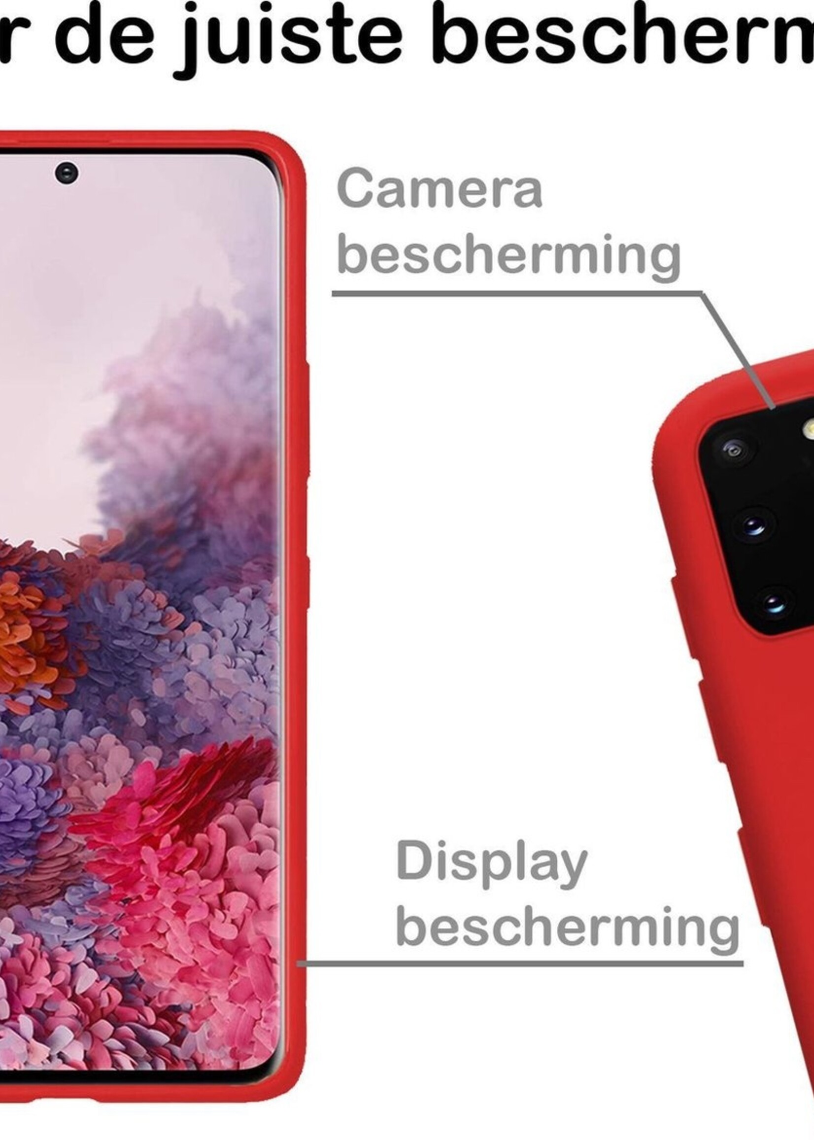 BTH Hoesje Geschikt voor Samsung S20 Plus Hoesje Siliconen Case Hoes - Hoes Geschikt voor Samsung Galaxy S20 Plus Hoes Cover Case - Rood