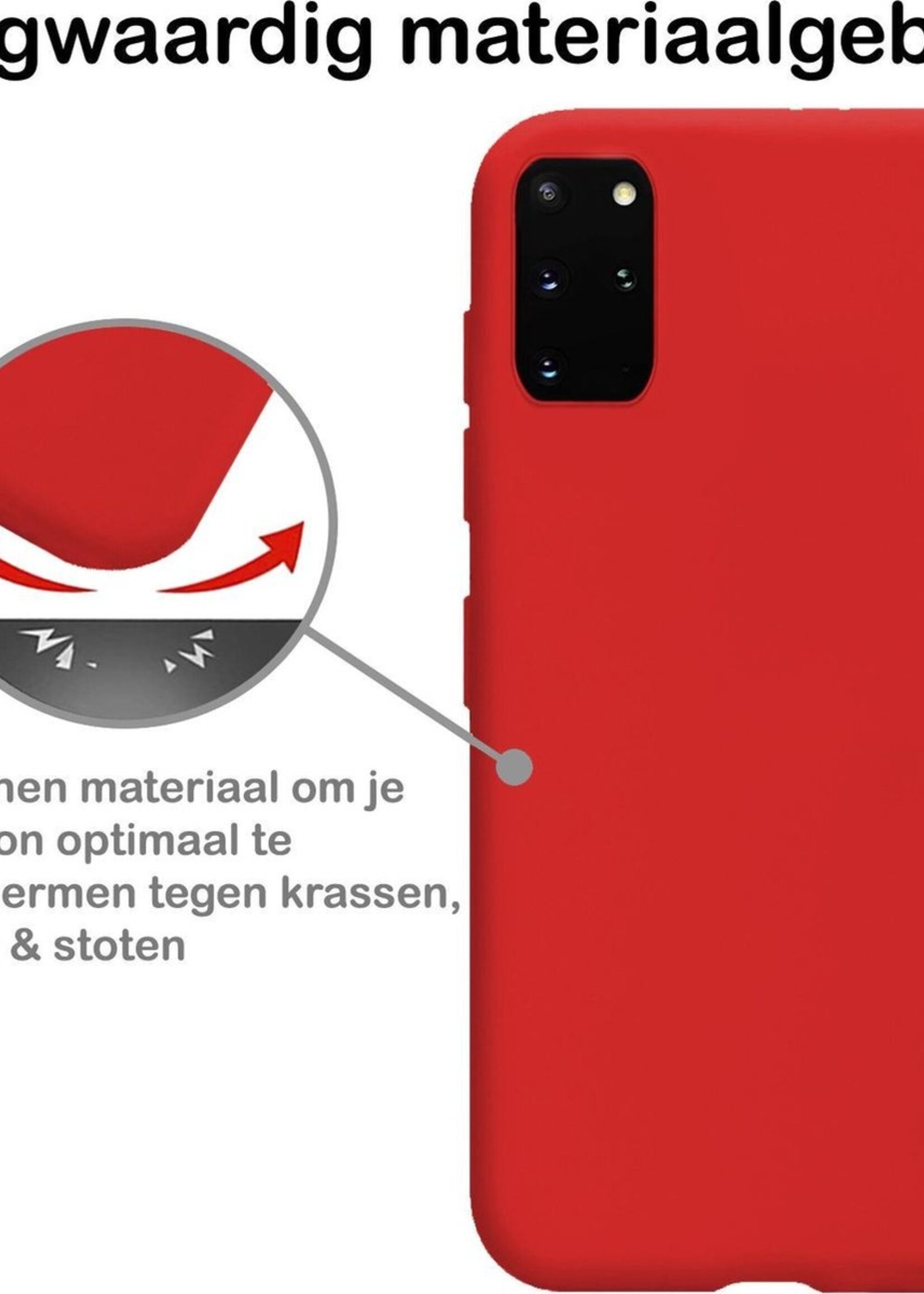 BTH Hoesje Geschikt voor Samsung S20 Plus Hoesje Siliconen Case Hoes - Hoes Geschikt voor Samsung Galaxy S20 Plus Hoes Cover Case - Rood