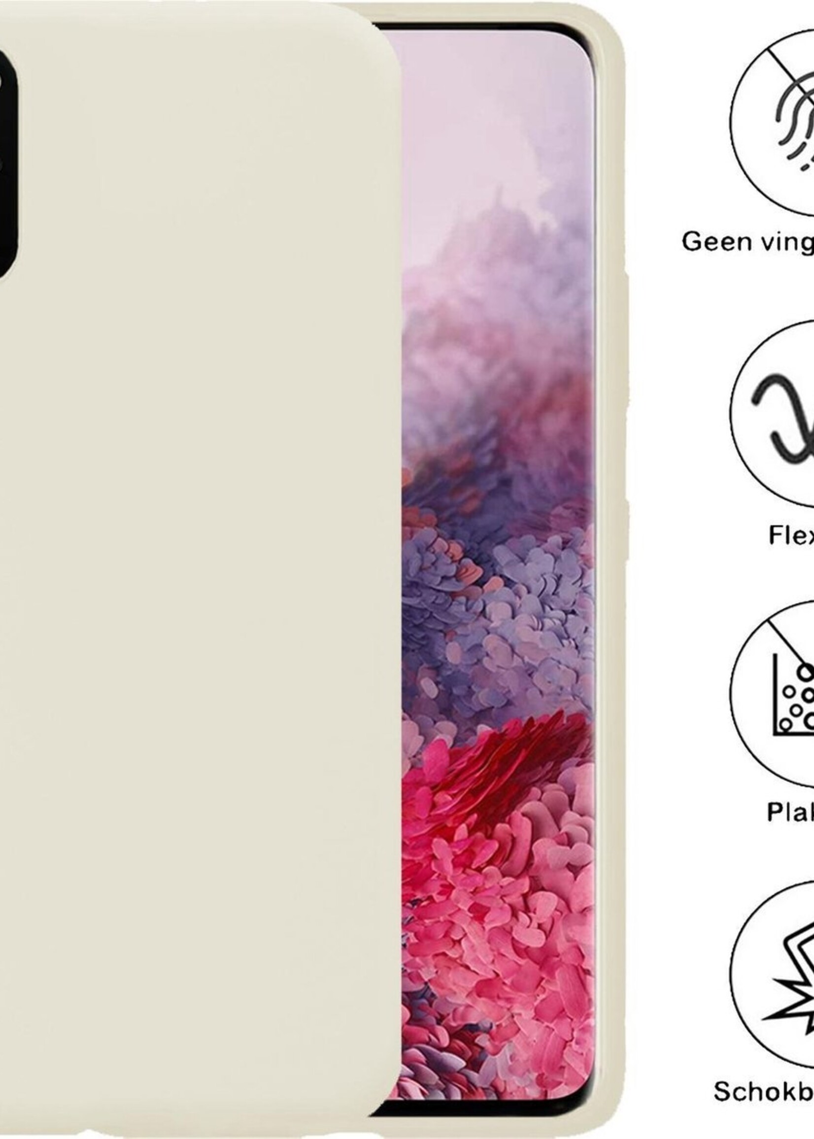 BTH Hoesje Geschikt voor Samsung S20 Plus Hoesje Siliconen Case Hoes - Hoes Geschikt voor Samsung Galaxy S20 Plus Hoes Cover Case - Wit