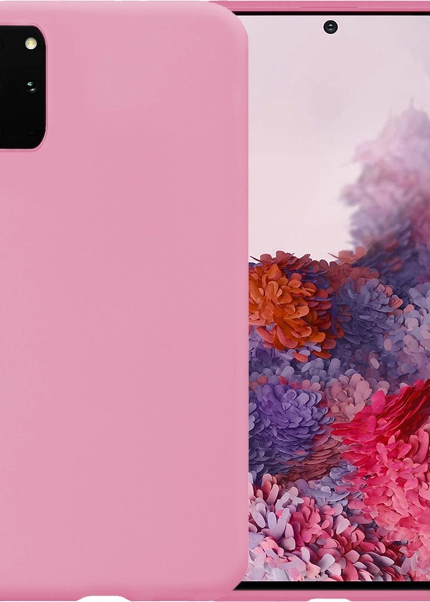 BTH Hoesje Geschikt voor Samsung S20 Plus Hoesje Siliconen Case Hoes - Hoes Geschikt voor Samsung Galaxy S20 Plus Hoes Cover Case - Roze