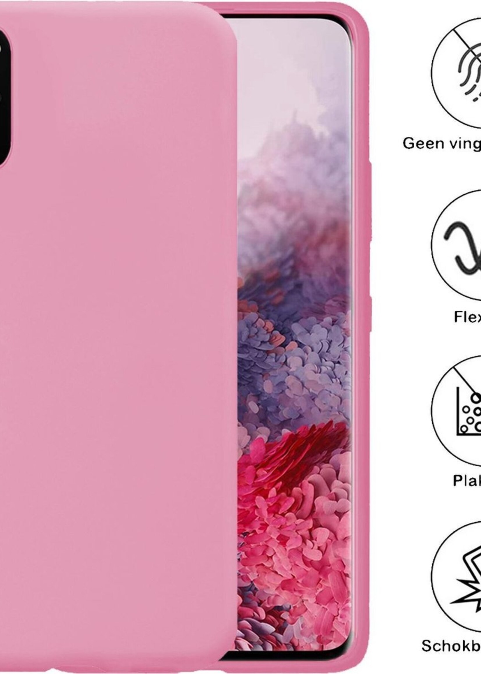 BTH Hoesje Geschikt voor Samsung S20 Plus Hoesje Siliconen Case Hoes - Hoes Geschikt voor Samsung Galaxy S20 Plus Hoes Cover Case - Roze