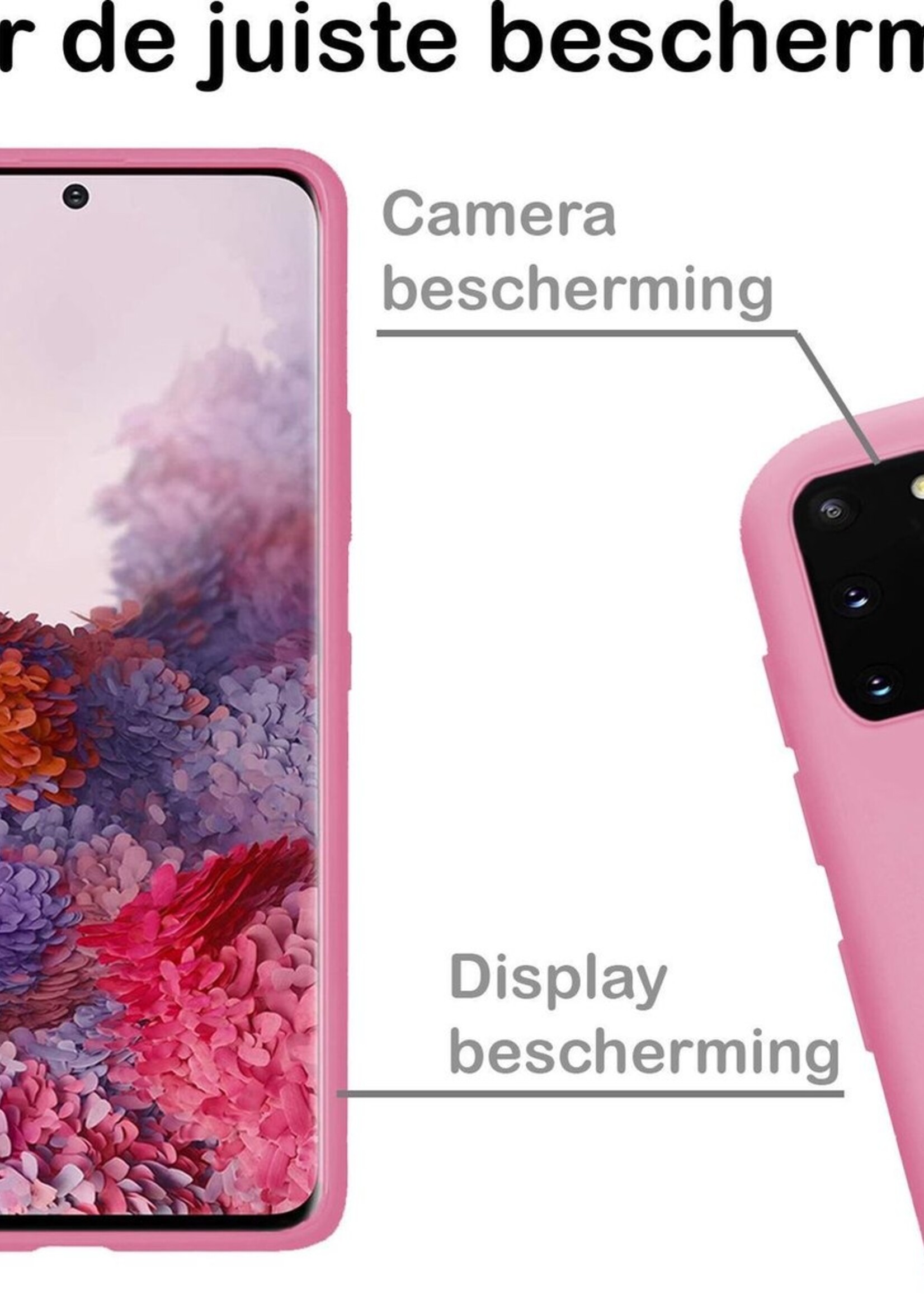 BTH Hoesje Geschikt voor Samsung S20 Plus Hoesje Siliconen Case Hoes - Hoes Geschikt voor Samsung Galaxy S20 Plus Hoes Cover Case - Roze