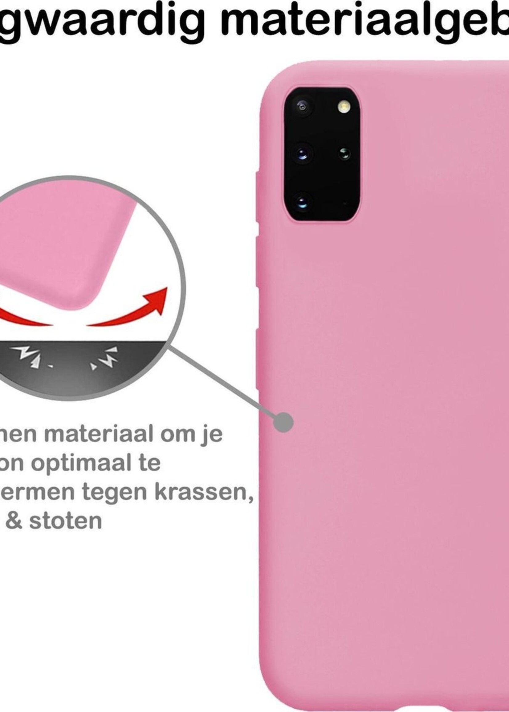 BTH Hoesje Geschikt voor Samsung S20 Plus Hoesje Siliconen Case Hoes - Hoes Geschikt voor Samsung Galaxy S20 Plus Hoes Cover Case - Roze