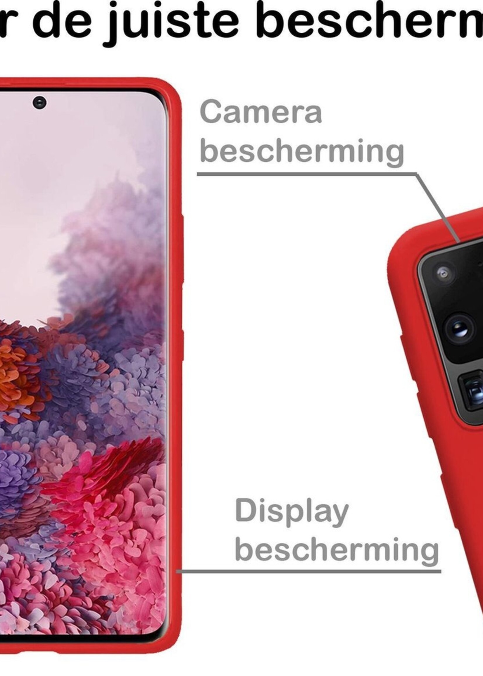 BTH Hoesje Geschikt voor Samsung S20 Ultra Hoesje Siliconen Case Hoes - Hoes Geschikt voor Samsung Galaxy S20 Ultra Hoes Cover Case - Rood