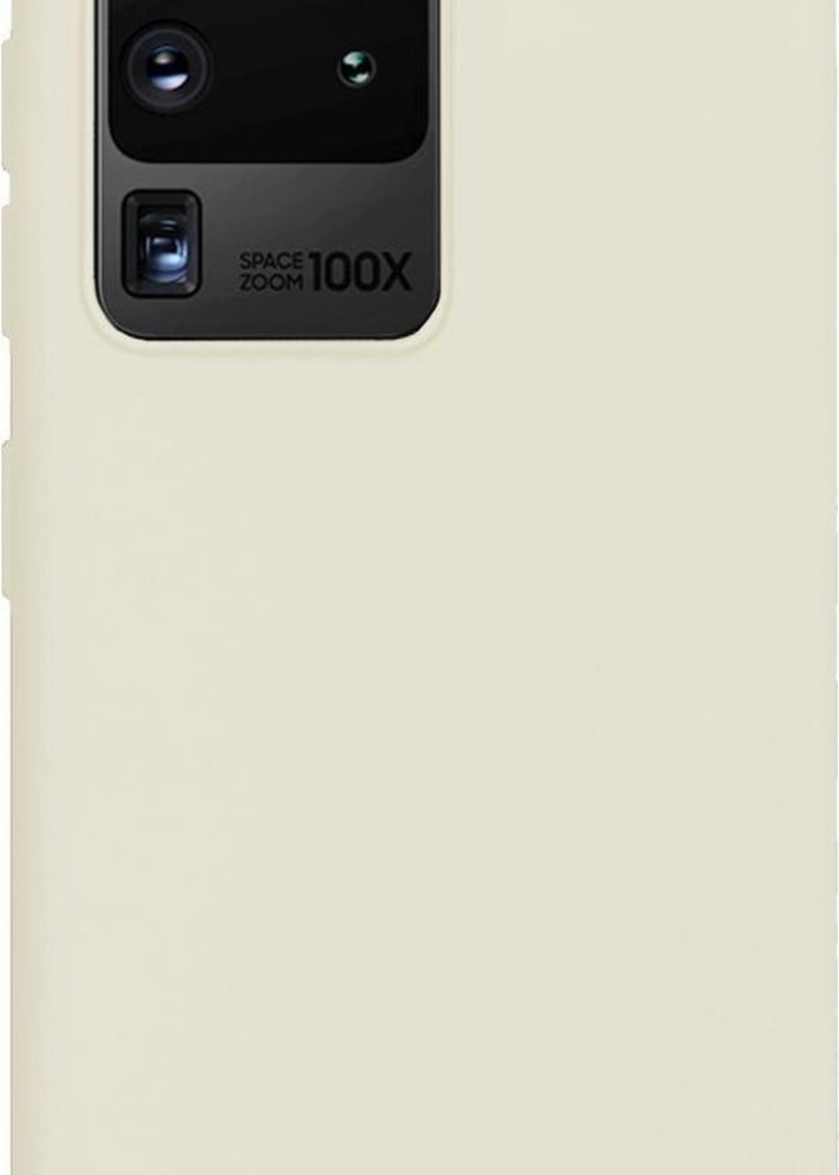 BTH Hoesje Geschikt voor Samsung S20 Ultra Hoesje Siliconen Case Hoes - Hoes Geschikt voor Samsung Galaxy S20 Ultra Hoes Cover Case - Wit
