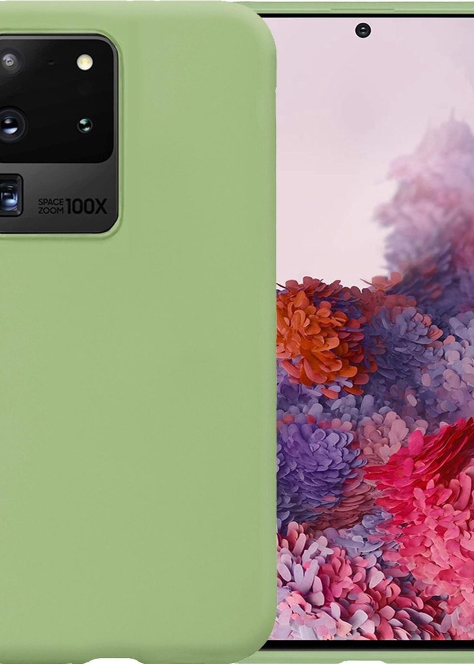 BTH Hoesje Geschikt voor Samsung S20 Ultra Hoesje Siliconen Case Hoes - Hoes Geschikt voor Samsung Galaxy S20 Ultra Hoes Cover Case - Groen