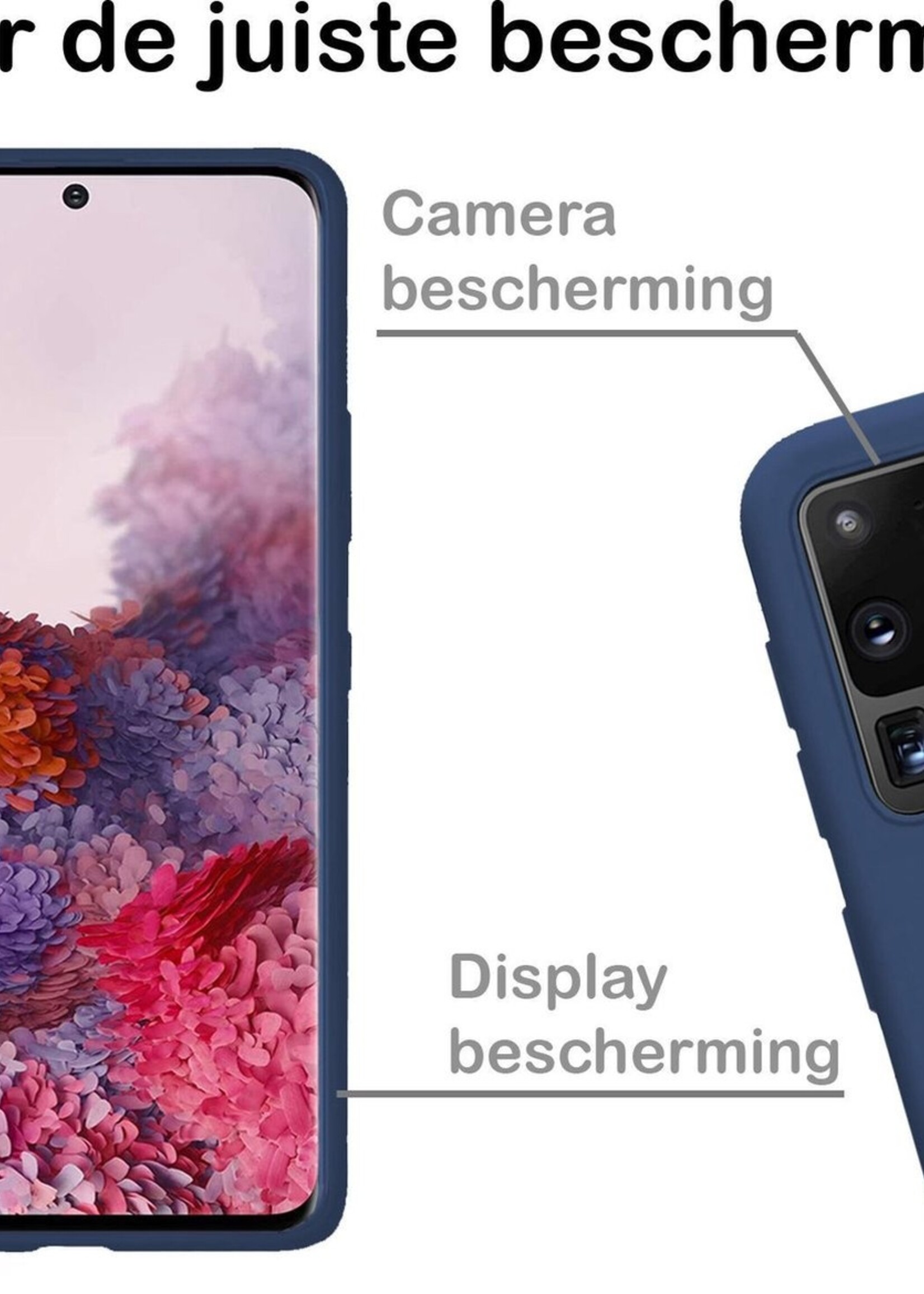 BTH Hoesje Geschikt voor Samsung S20 Ultra Hoesje Siliconen Case Hoes - Hoes Geschikt voor Samsung Galaxy S20 Ultra Hoes Cover Case - Blauw