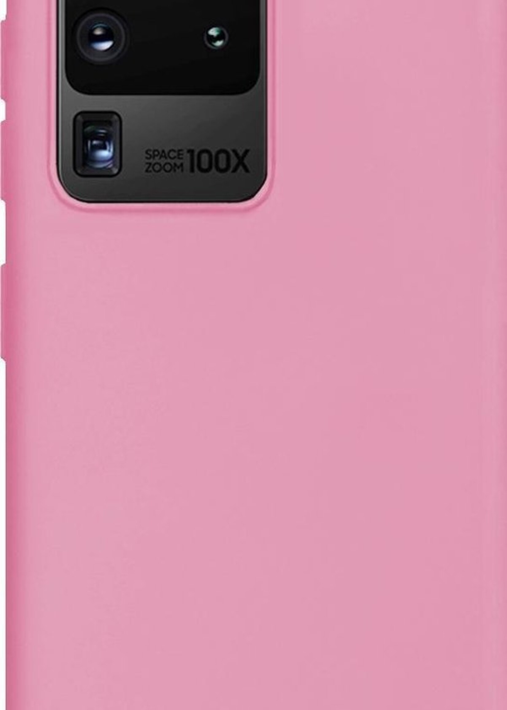 BTH Hoesje Geschikt voor Samsung S20 Ultra Hoesje Siliconen Case Hoes - Hoes Geschikt voor Samsung Galaxy S20 Ultra Hoes Cover Case - Roze