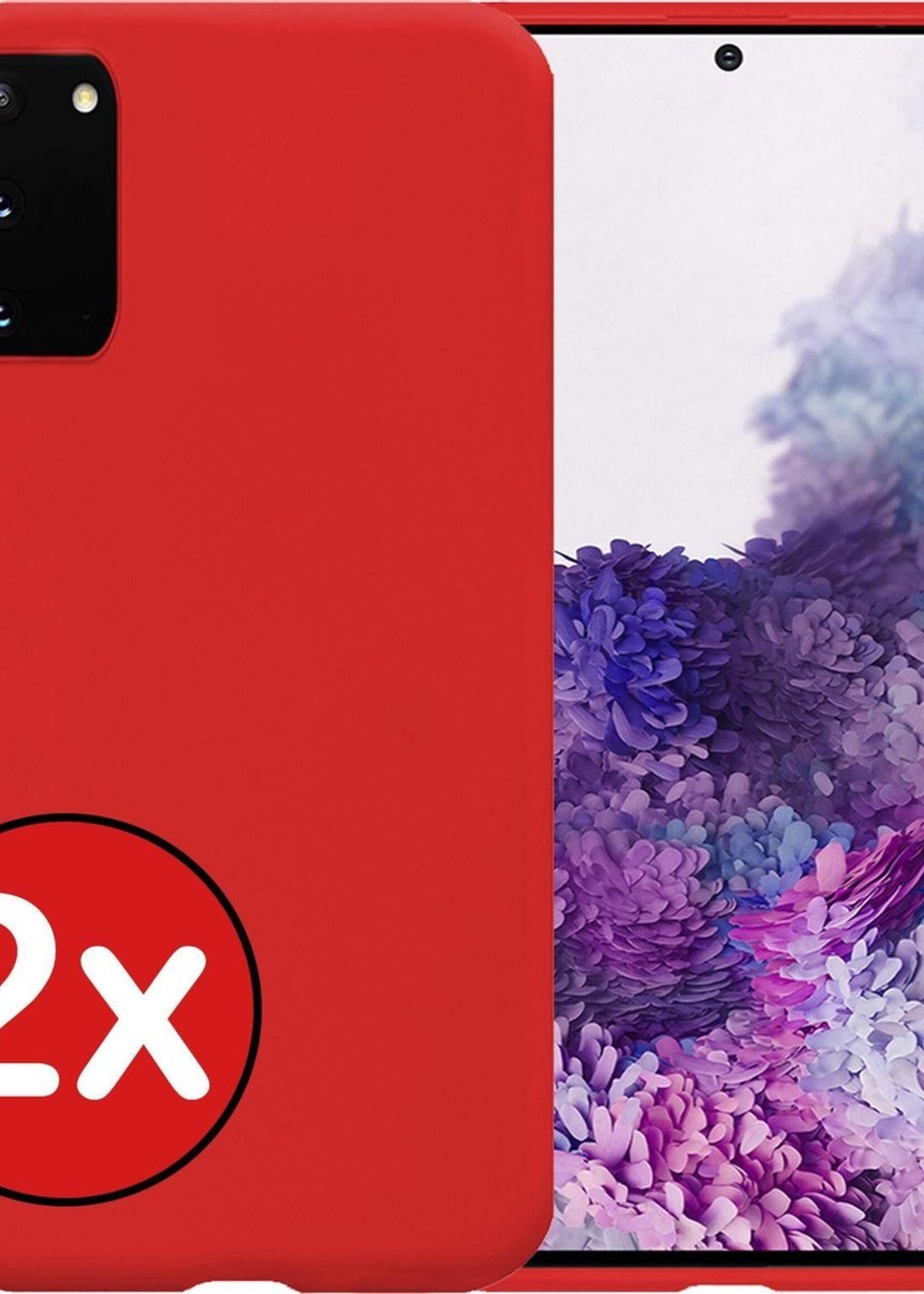 BTH Hoesje Geschikt voor Samsung S20 Hoesje Siliconen Case Hoes - Hoes Geschikt voor Samsung Galaxy S20 Hoes Cover Case - Rood - 2 PACK