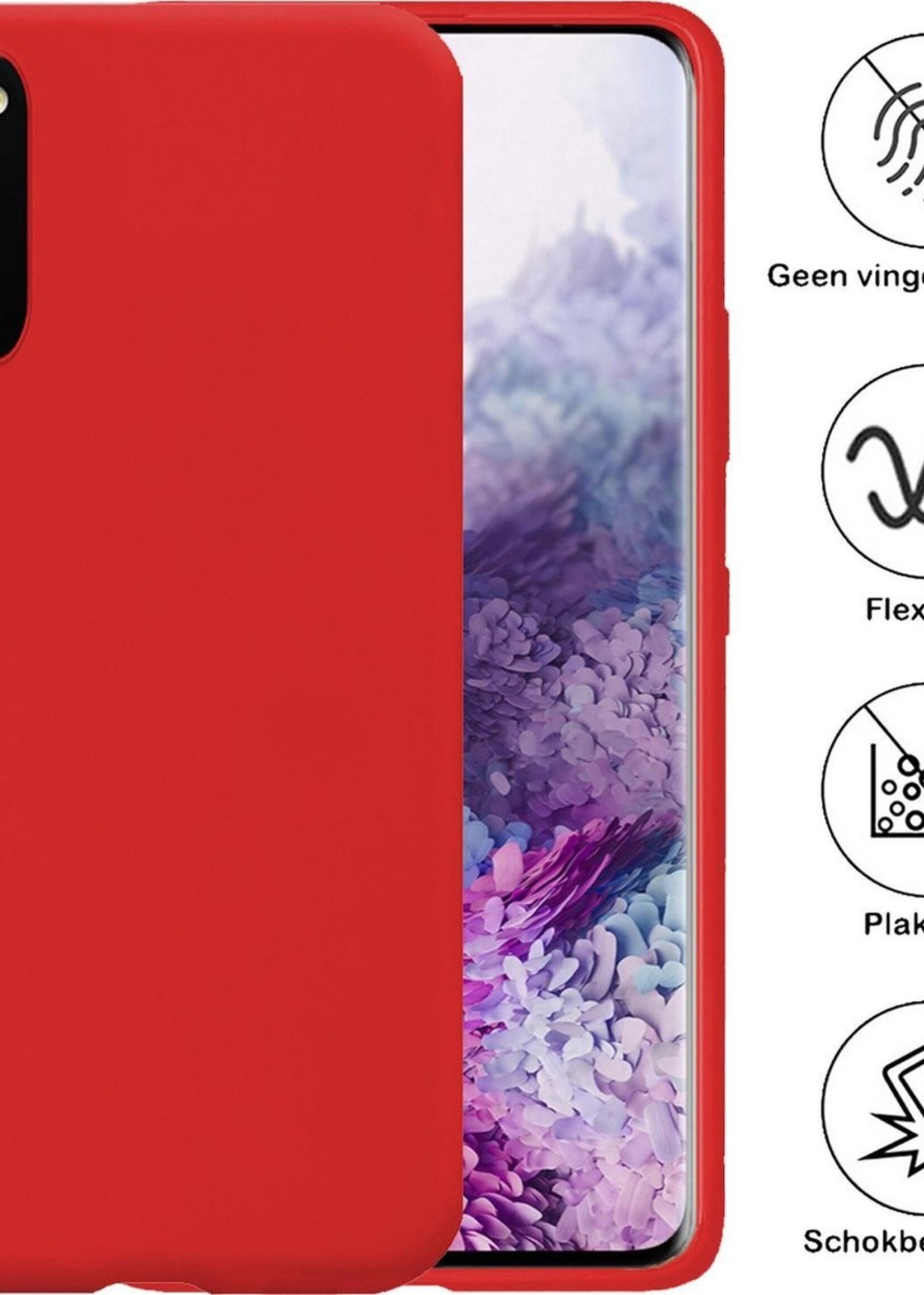BTH Hoesje Geschikt voor Samsung S20 Hoesje Siliconen Case Hoes - Hoes Geschikt voor Samsung Galaxy S20 Hoes Cover Case - Rood - 2 PACK