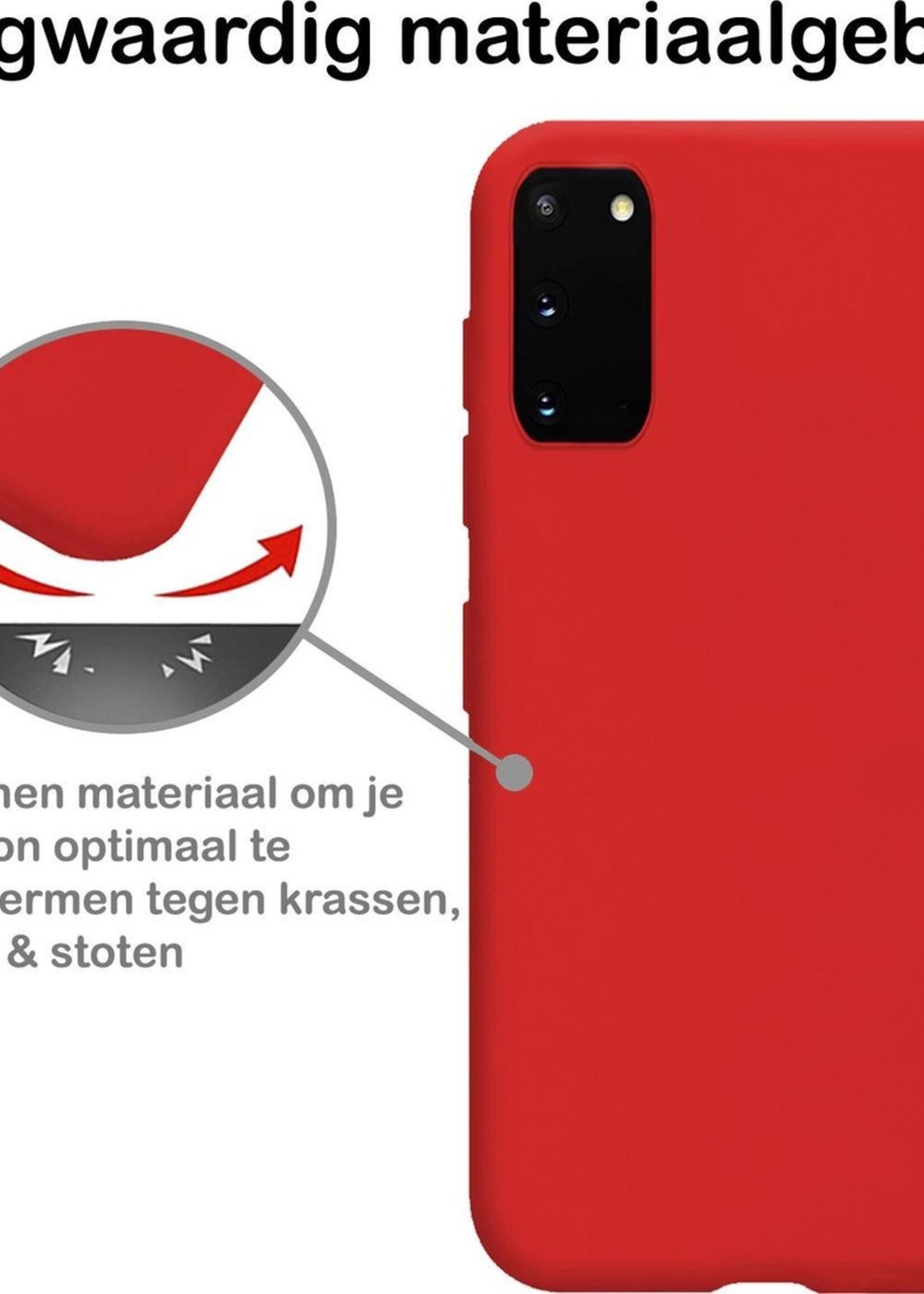 BTH Hoesje Geschikt voor Samsung S20 Hoesje Siliconen Case Hoes - Hoes Geschikt voor Samsung Galaxy S20 Hoes Cover Case - Rood - 2 PACK