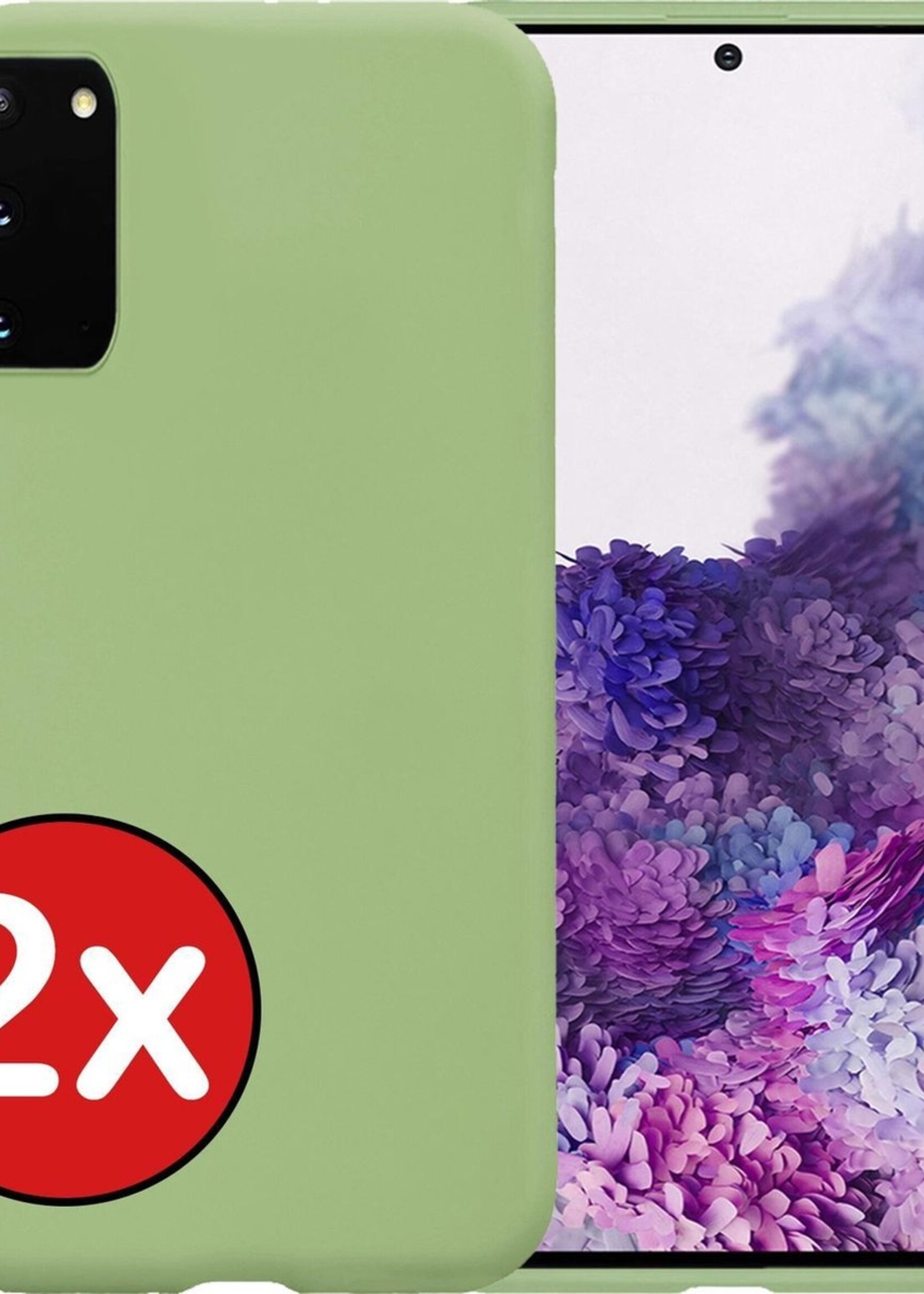 BTH Hoesje Geschikt voor Samsung S20 Hoesje Siliconen Case Hoes - Hoes Geschikt voor Samsung Galaxy S20 Hoes Cover Case - Groen - 2 PACK