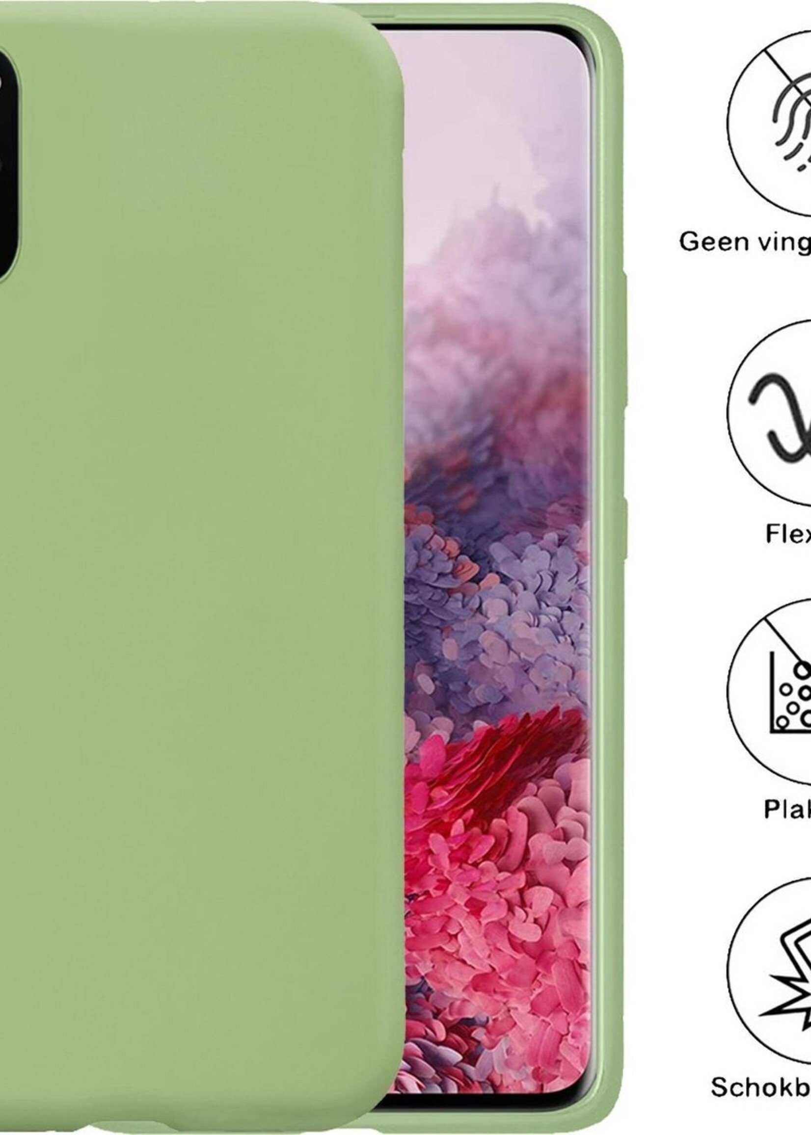 BTH Hoesje Geschikt voor Samsung S20 Plus Hoesje Siliconen Case Hoes - Hoes Geschikt voor Samsung Galaxy S20 Plus Hoes Cover Case - Groen - 2 PACK