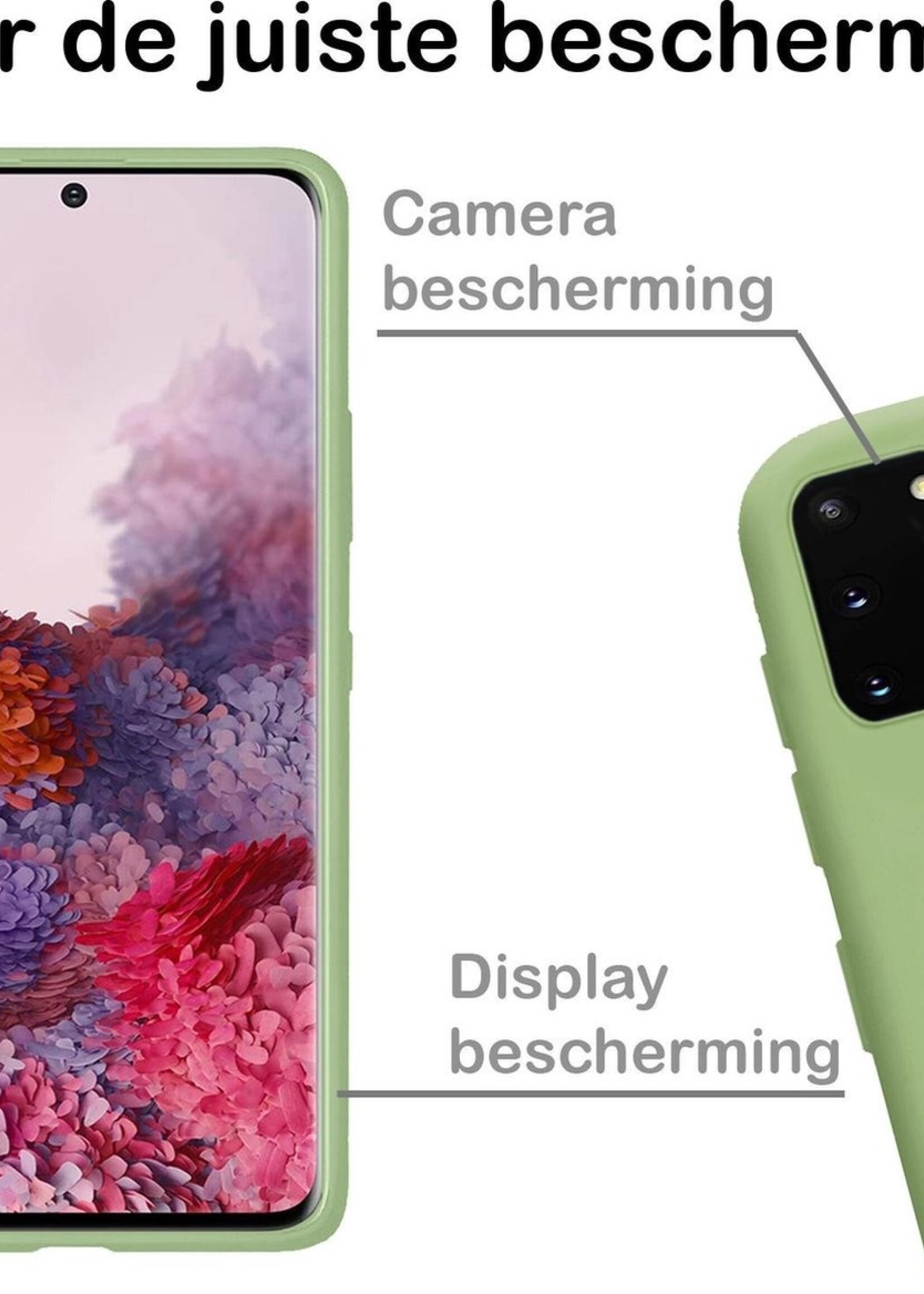 BTH Hoesje Geschikt voor Samsung S20 Plus Hoesje Siliconen Case Hoes - Hoes Geschikt voor Samsung Galaxy S20 Plus Hoes Cover Case - Groen - 2 PACK