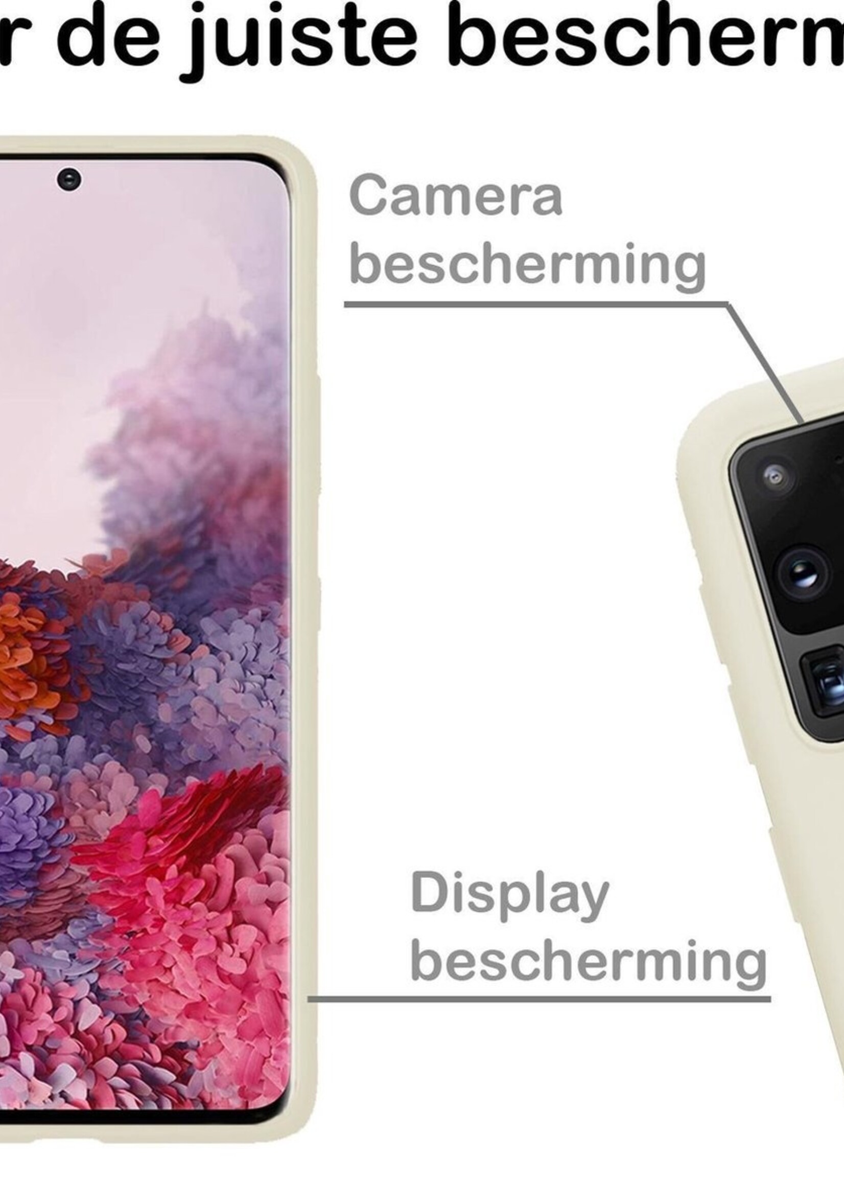 BTH Hoesje Geschikt voor Samsung S20 Ultra Hoesje Siliconen Case Hoes - Hoes Geschikt voor Samsung Galaxy S20 Ultra Hoes Cover Case - Wit - 2 PACK