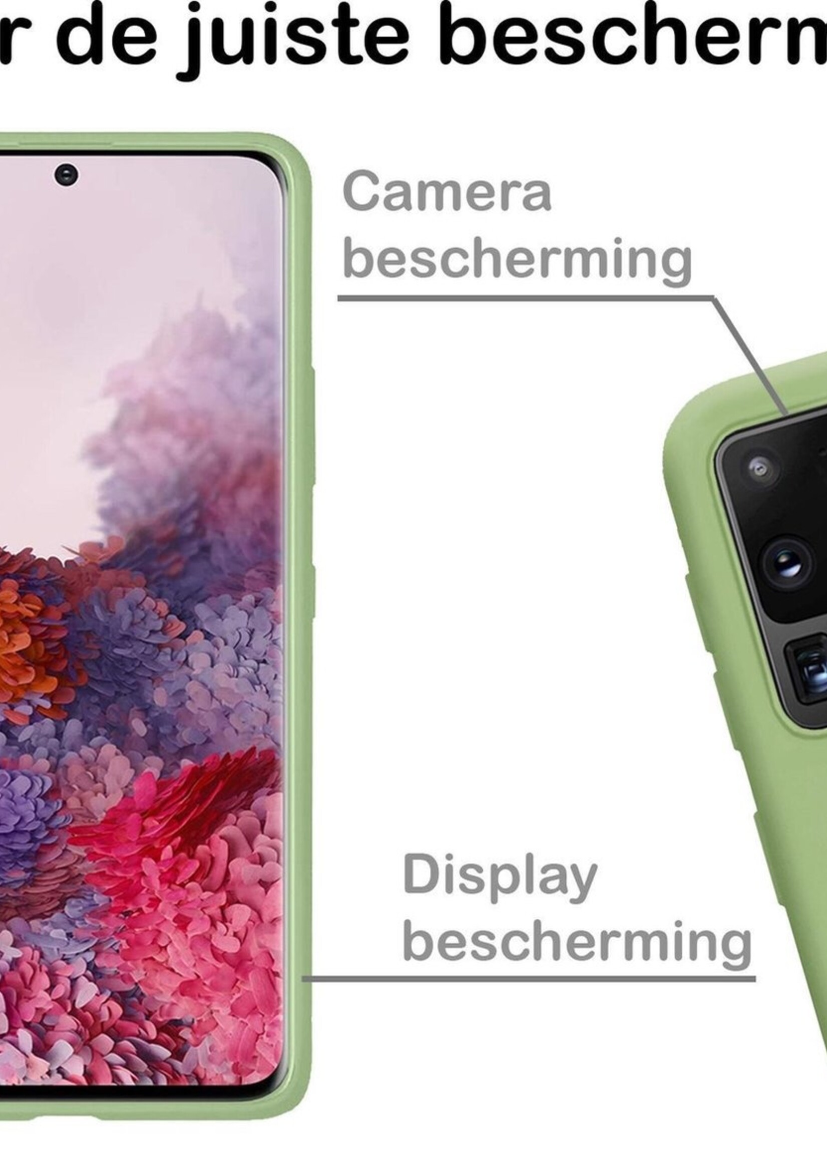 BTH Hoesje Geschikt voor Samsung S20 Ultra Hoesje Siliconen Case Hoes - Hoes Geschikt voor Samsung Galaxy S20 Ultra Hoes Cover Case - Groen - 2 PACK
