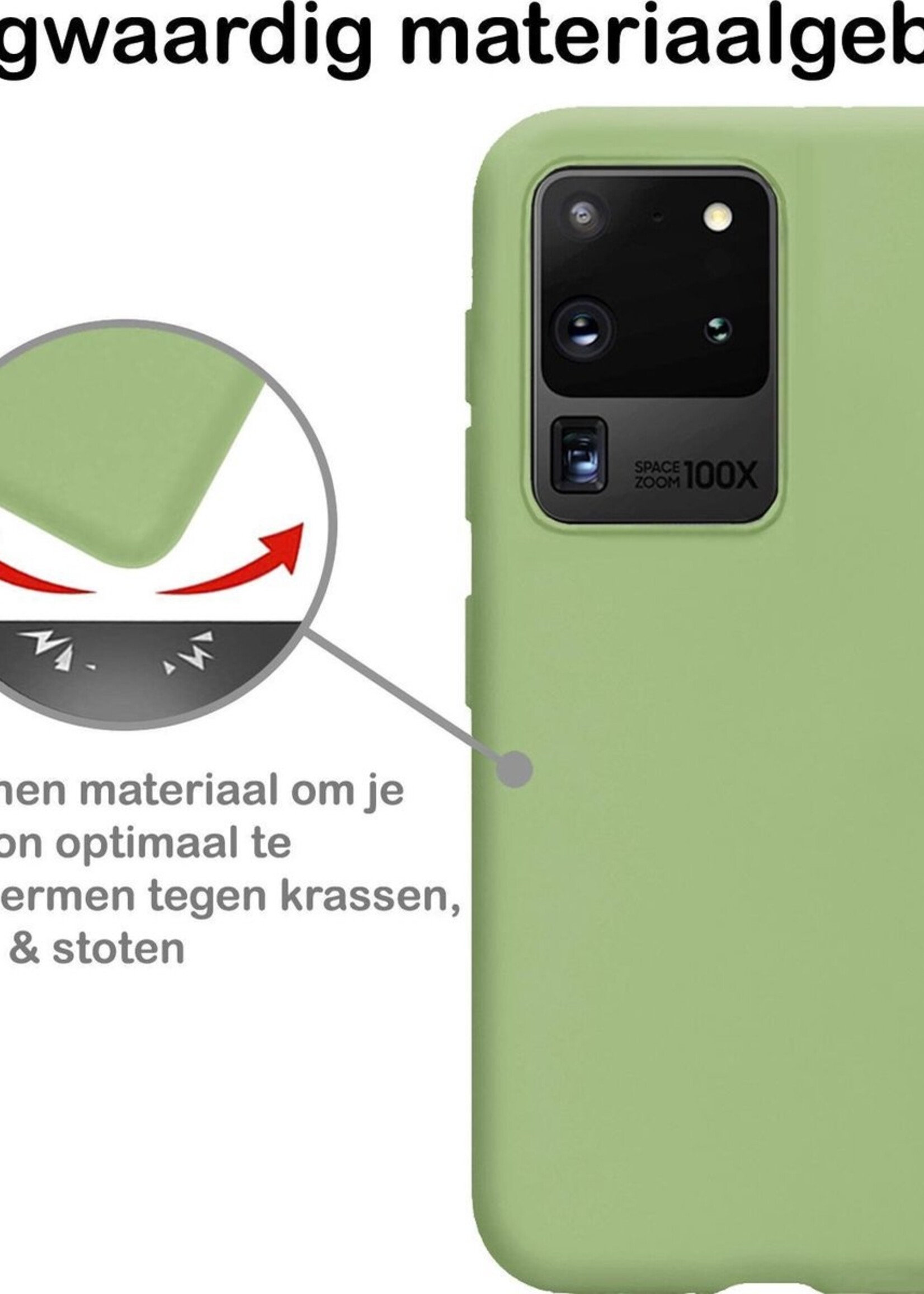 BTH Hoesje Geschikt voor Samsung S20 Ultra Hoesje Siliconen Case Hoes - Hoes Geschikt voor Samsung Galaxy S20 Ultra Hoes Cover Case - Groen - 2 PACK