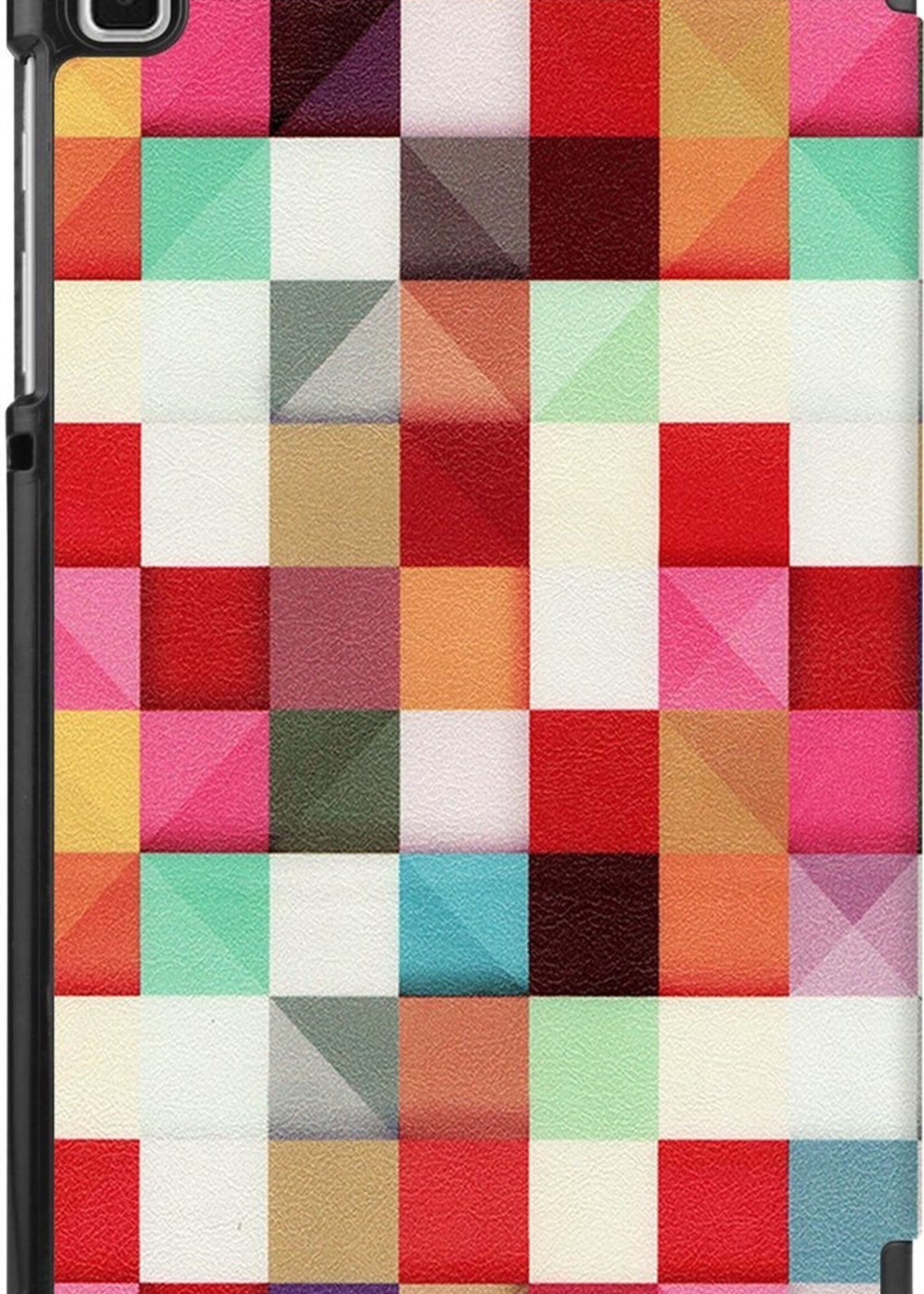 BTH Hoes Geschikt voor Samsung Galaxy Tab A7 Lite Hoes Book Case Hoesje Trifold Cover - Hoesje Geschikt voor Samsung Tab A7 Lite Hoesje Bookcase - Blokken