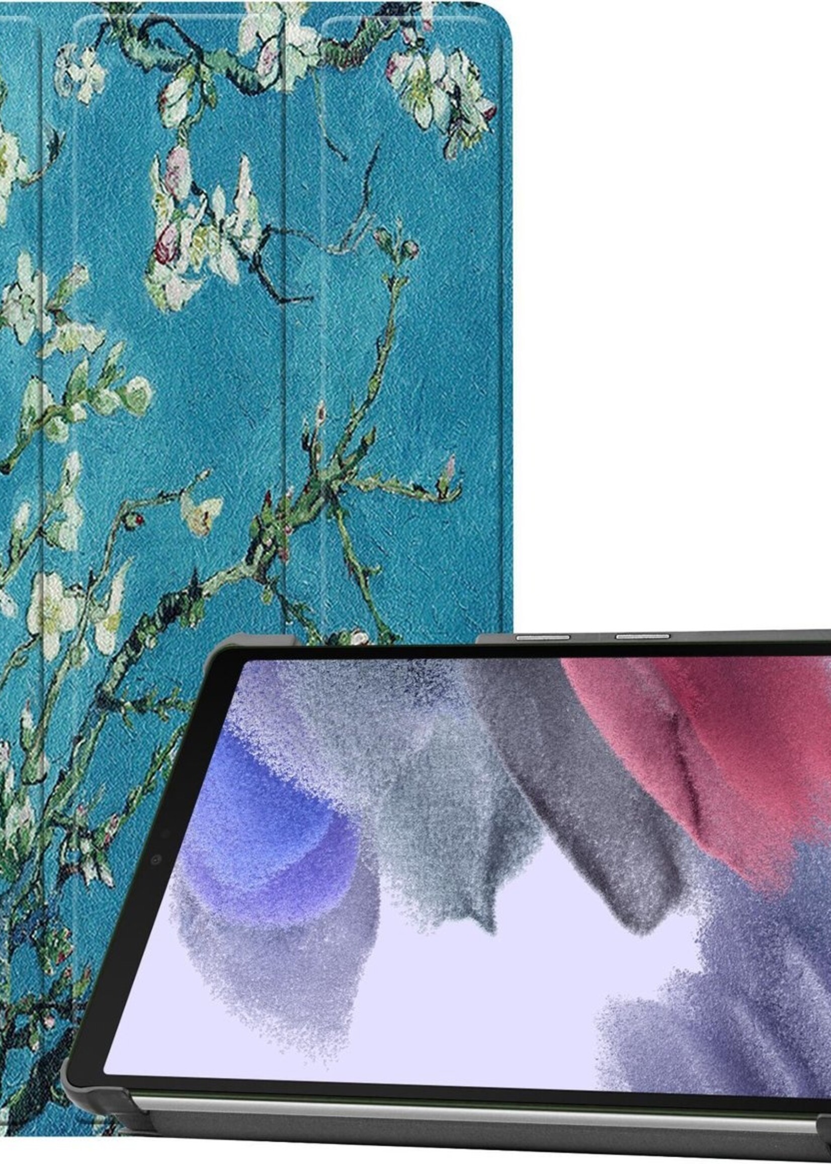 BTH Hoes Geschikt voor Samsung Galaxy Tab A7 Lite Hoes Book Case Hoesje Trifold Cover - Hoesje Geschikt voor Samsung Tab A7 Lite Hoesje Bookcase - Bloesem