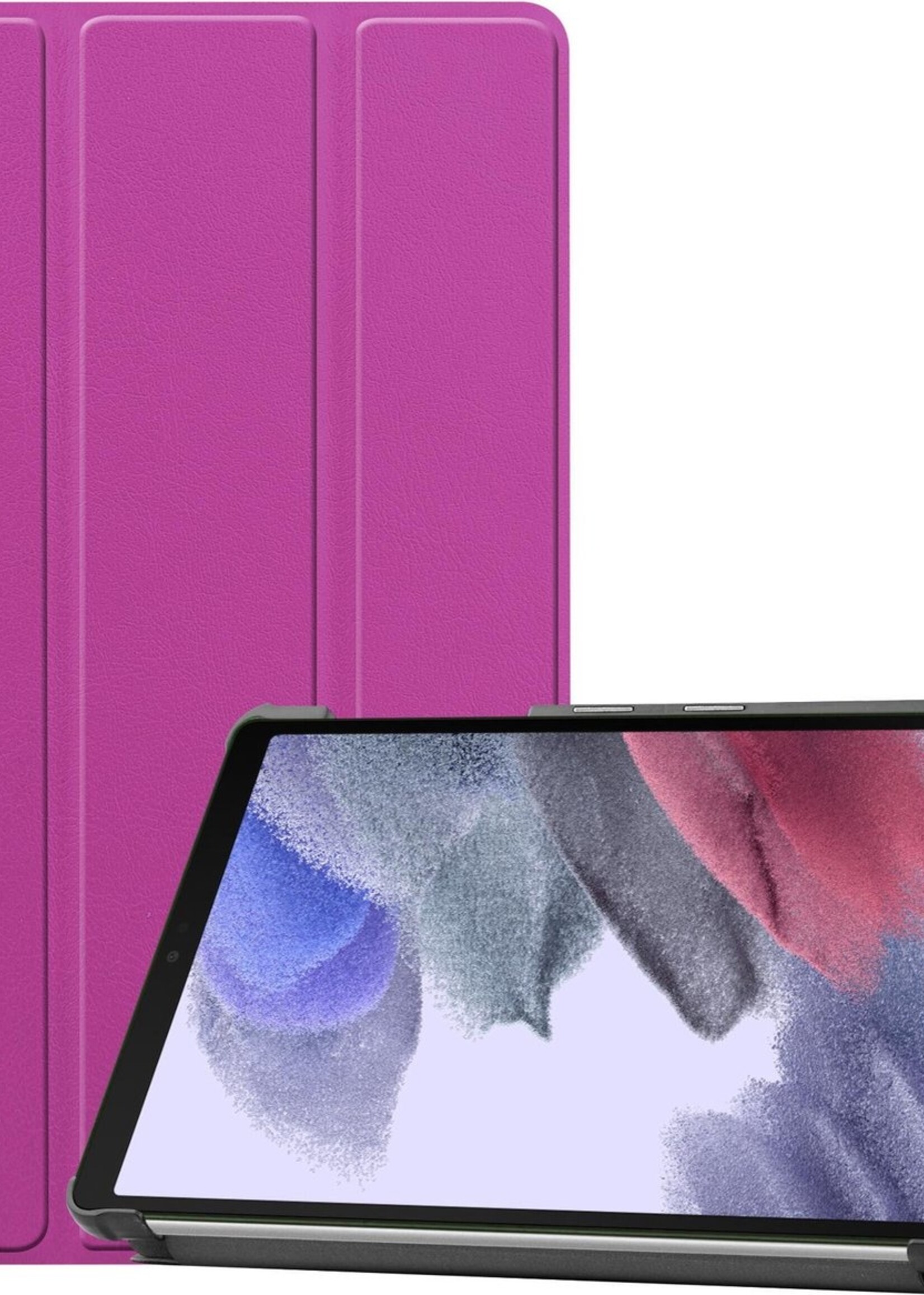 BTH Hoes Geschikt voor Samsung Galaxy Tab A7 Lite Hoes Book Case Hoesje Trifold Cover - Hoesje Geschikt voor Samsung Tab A7 Lite Hoesje Bookcase - Paars