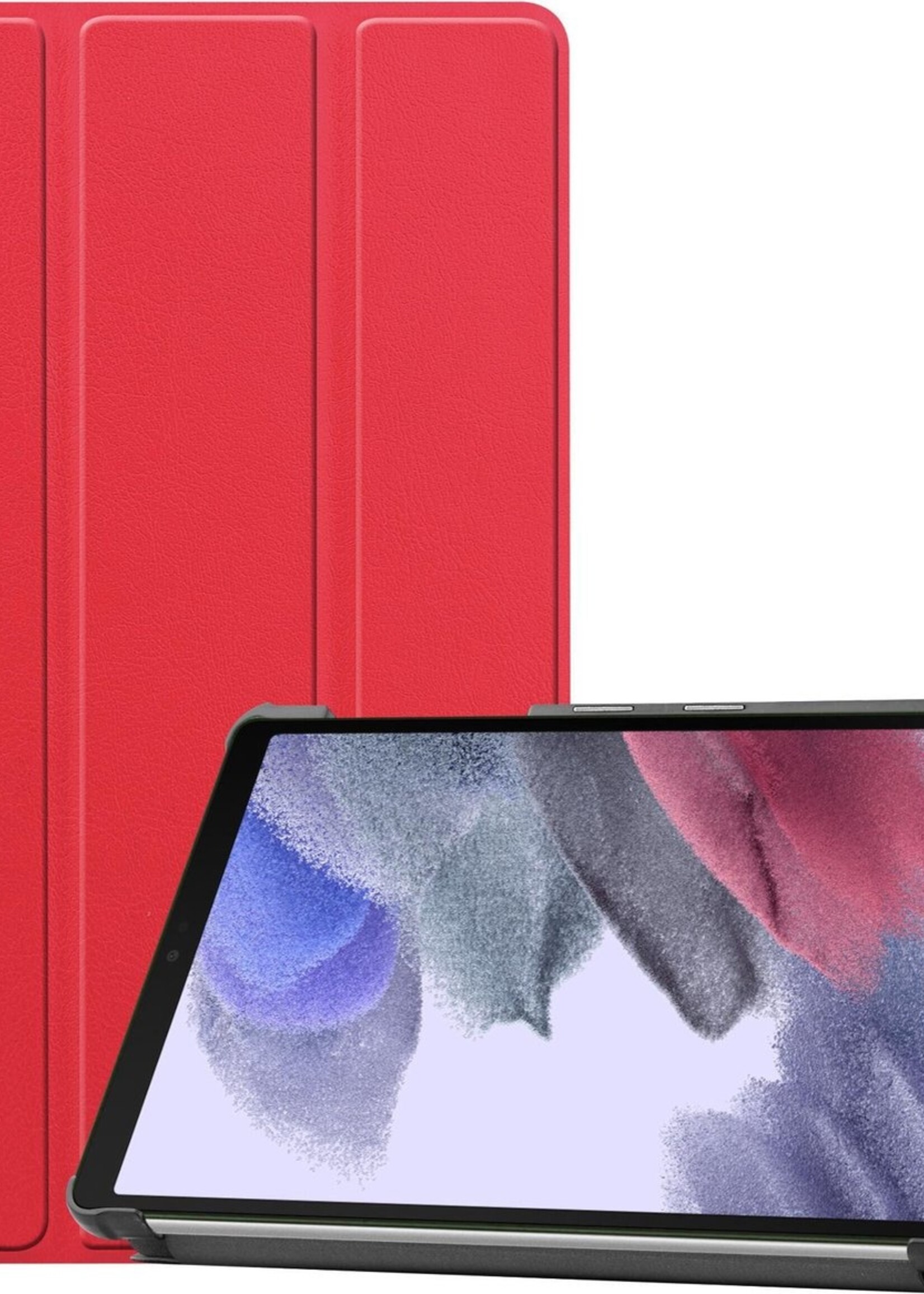 BTH Hoes Geschikt voor Samsung Galaxy Tab A7 Lite Hoes Book Case Hoesje Trifold Cover - Hoesje Geschikt voor Samsung Tab A7 Lite Hoesje Bookcase - Rood
