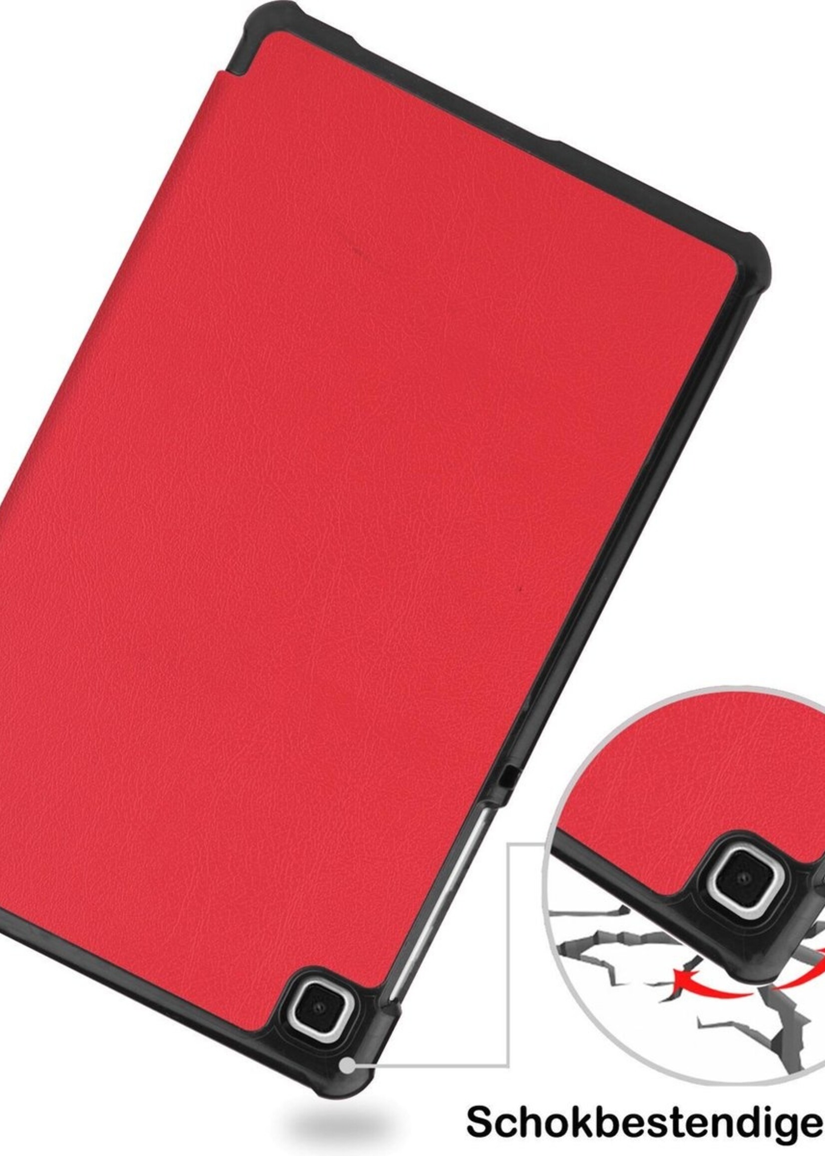 BTH Hoes Geschikt voor Samsung Galaxy Tab A7 Lite Hoes Book Case Hoesje Trifold Cover - Hoesje Geschikt voor Samsung Tab A7 Lite Hoesje Bookcase - Rood