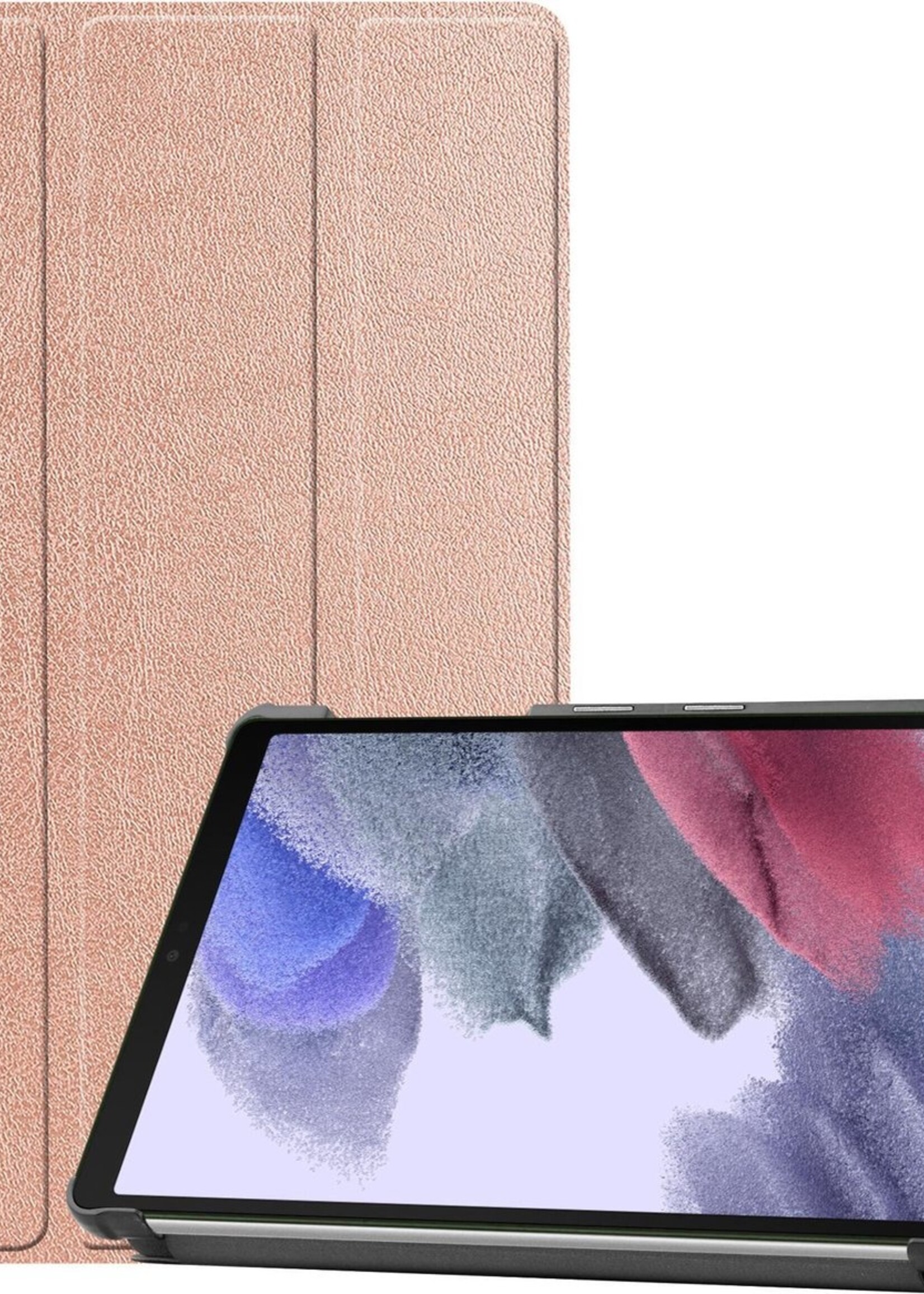 BTH Hoes Geschikt voor Samsung Galaxy Tab A7 Lite Hoes Book Case Hoesje Trifold Cover - Hoesje Geschikt voor Samsung Tab A7 Lite Hoesje Bookcase - Rosé goud