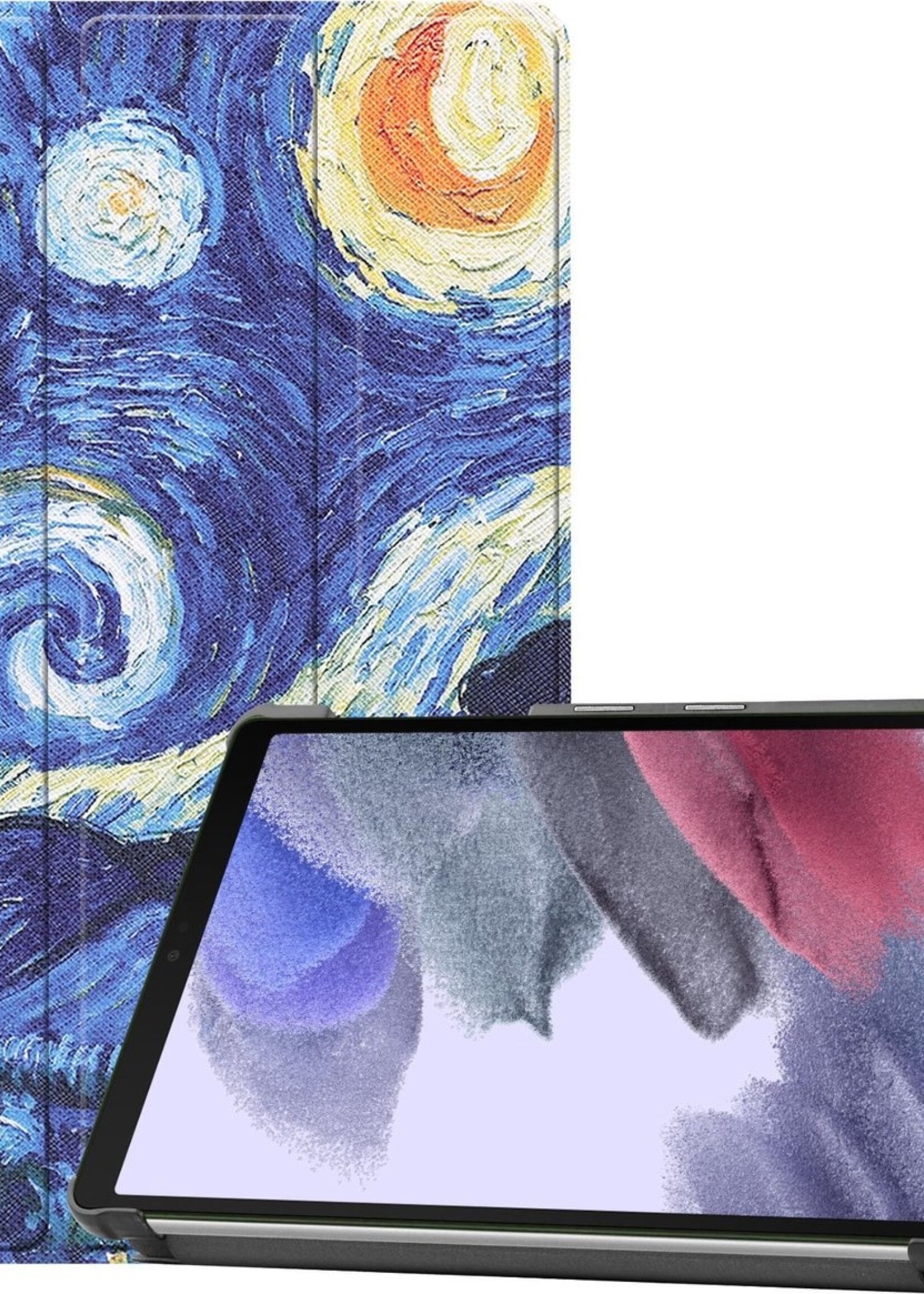 BTH Hoes Geschikt voor Samsung Galaxy Tab A7 Lite Hoes Book Case Hoesje Trifold Cover - Hoesje Geschikt voor Samsung Tab A7 Lite Hoesje Bookcase - Sterrenhemel