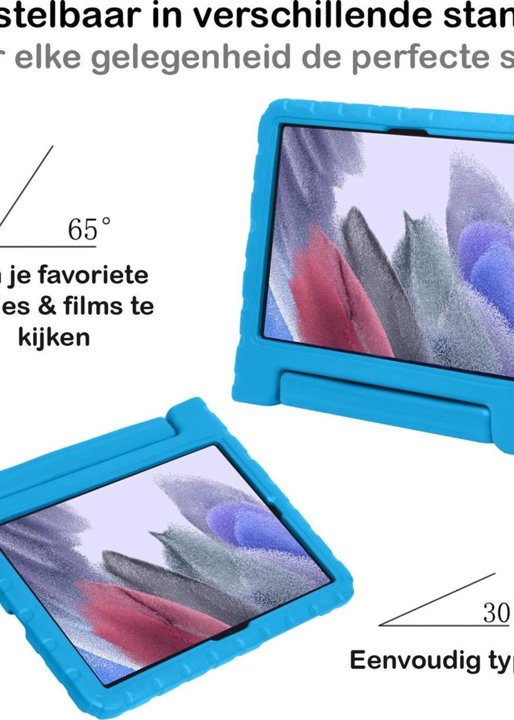 BTH Kinderhoes Geschikt voor Samsung Galaxy Tab A7 Lite Hoes Kinder Hoesje Kids Case Cover Kidsproof - Hoesje Geschikt voor Samsung Tab A7 Lite Hoesje Kinder Hoes - Blauw
