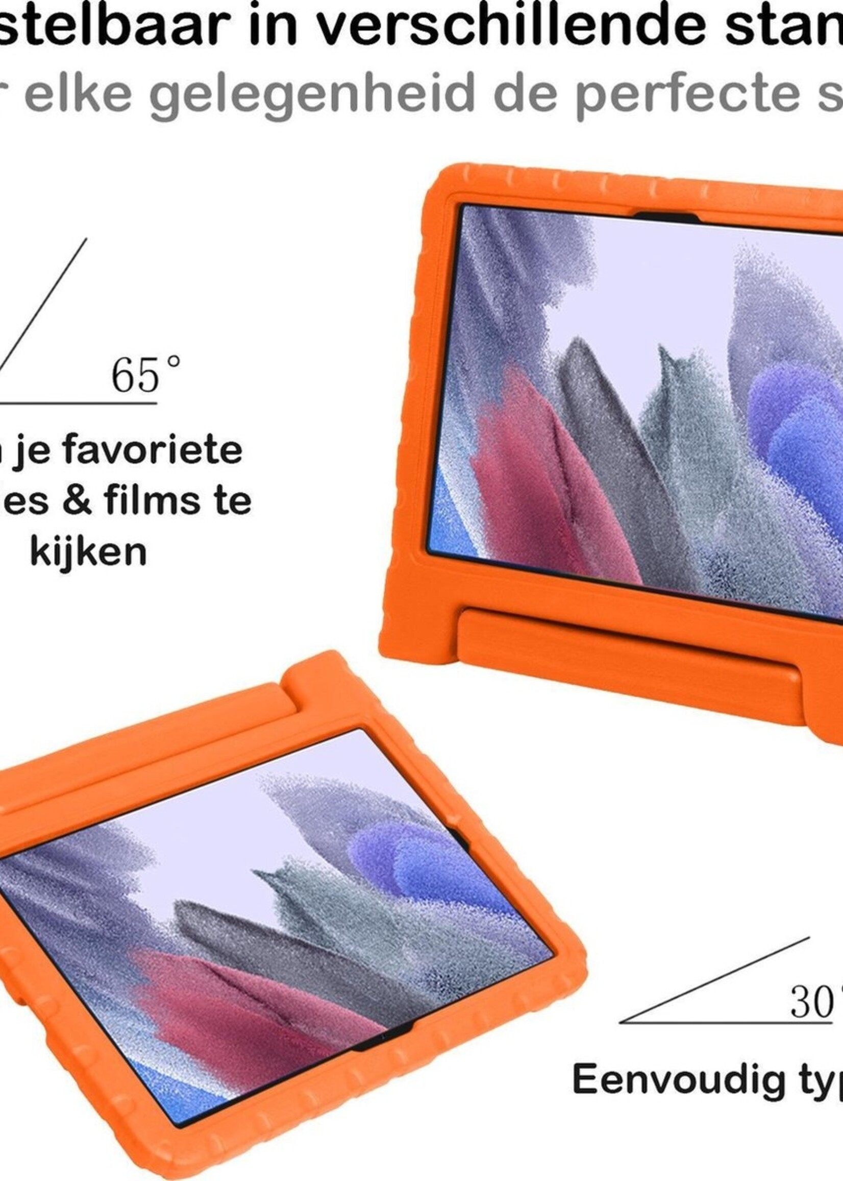 BTH Kinderhoes Geschikt voor Samsung Galaxy Tab A7 Lite Hoes Kinder Hoesje Kids Case Cover Kidsproof - Hoesje Geschikt voor Samsung Tab A7 Lite Hoesje Kinder Hoes - Oranje