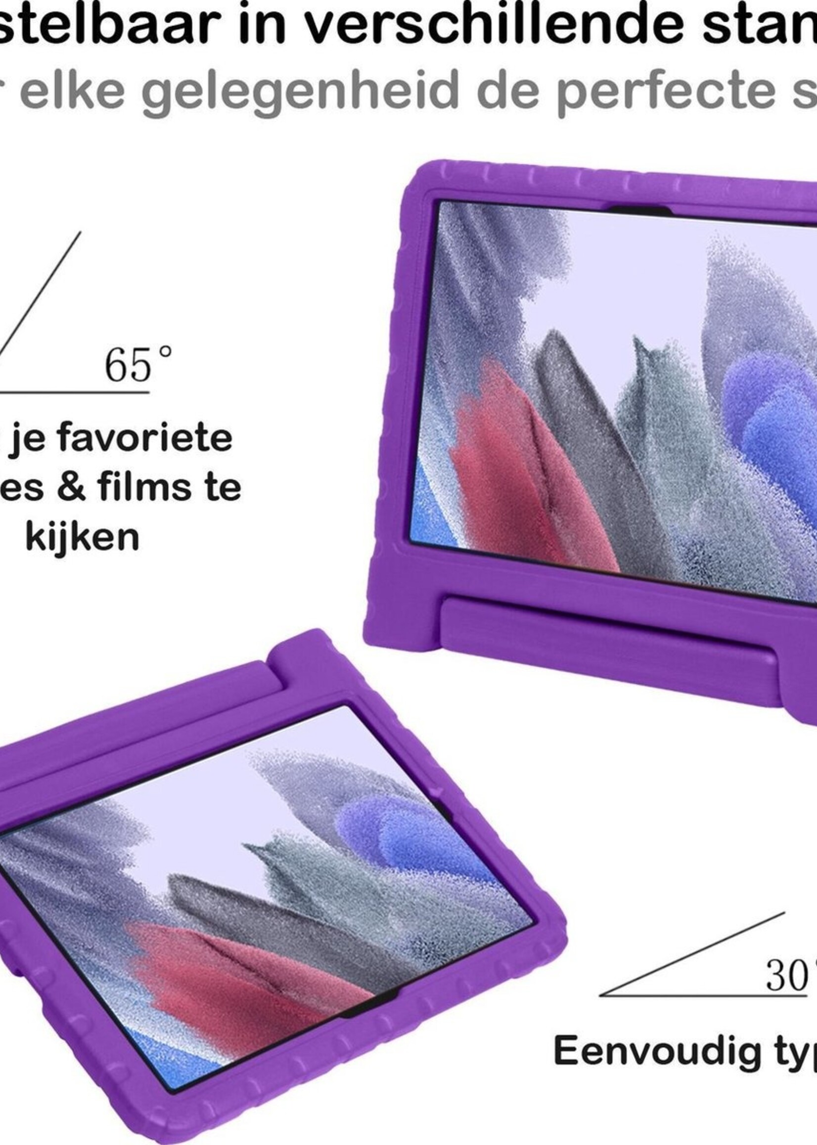 BTH Kinderhoes Geschikt voor Samsung Galaxy Tab A7 Lite Hoes Kinder Hoesje Kids Case Cover Kidsproof - Hoesje Geschikt voor Samsung Tab A7 Lite Hoesje Kinder Hoes - Paars
