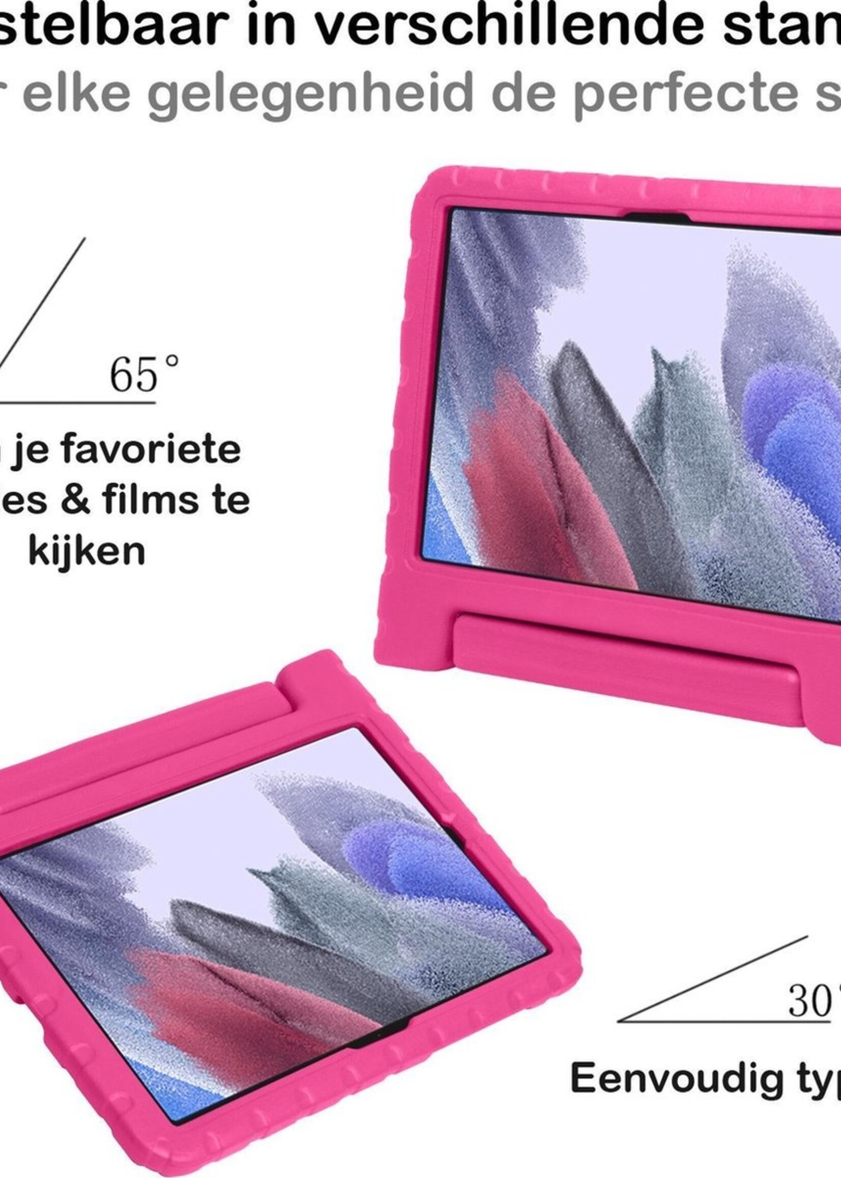 BTH Kinderhoes Geschikt voor Samsung Galaxy Tab A7 Lite Hoes Kinder Hoesje Kids Case Cover Kidsproof - Hoesje Geschikt voor Samsung Tab A7 Lite Hoesje Kinder Hoes - Roze