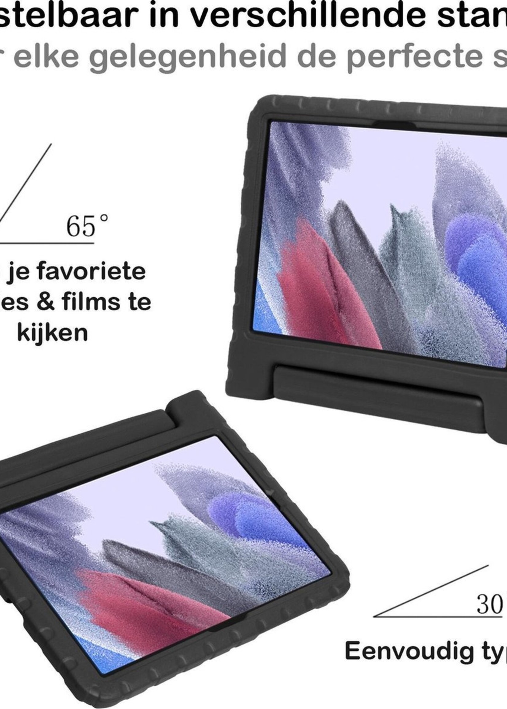 BTH Kinderhoes Geschikt voor Samsung Galaxy Tab A7 Lite Hoes Kinder Hoesje Kids Case Cover Kidsproof - Hoesje Geschikt voor Samsung Tab A7 Lite Hoesje Kinder Hoes - Zwart