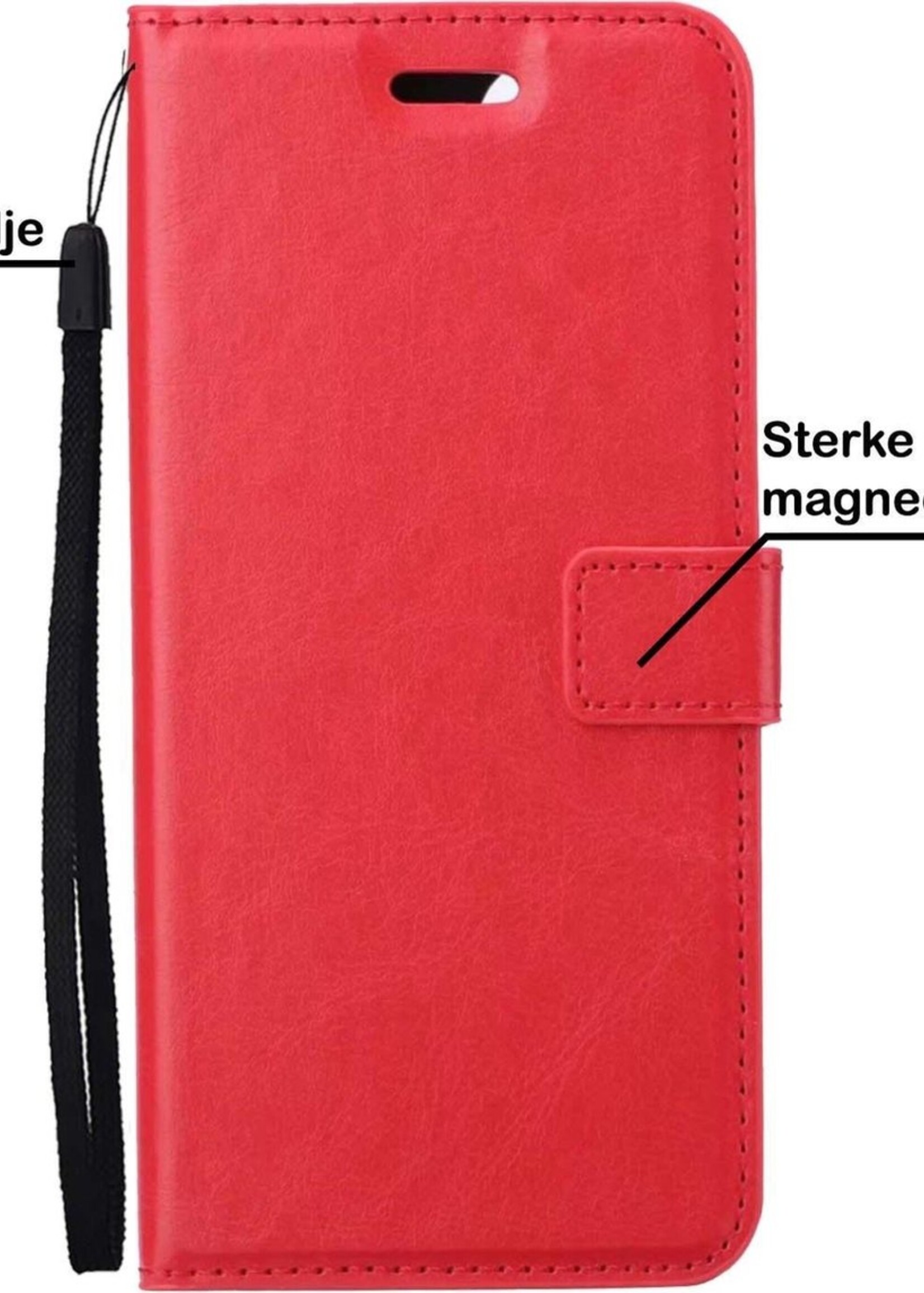 BTH Hoesje Geschikt voor Samsung A32 4G Hoesje Book Case Hoes Portemonnee Cover Walletcase Met Screenprotector - Hoes Geschikt voor Samsung Galaxy A32 4G Hoes Bookcase Hoesje - Rood