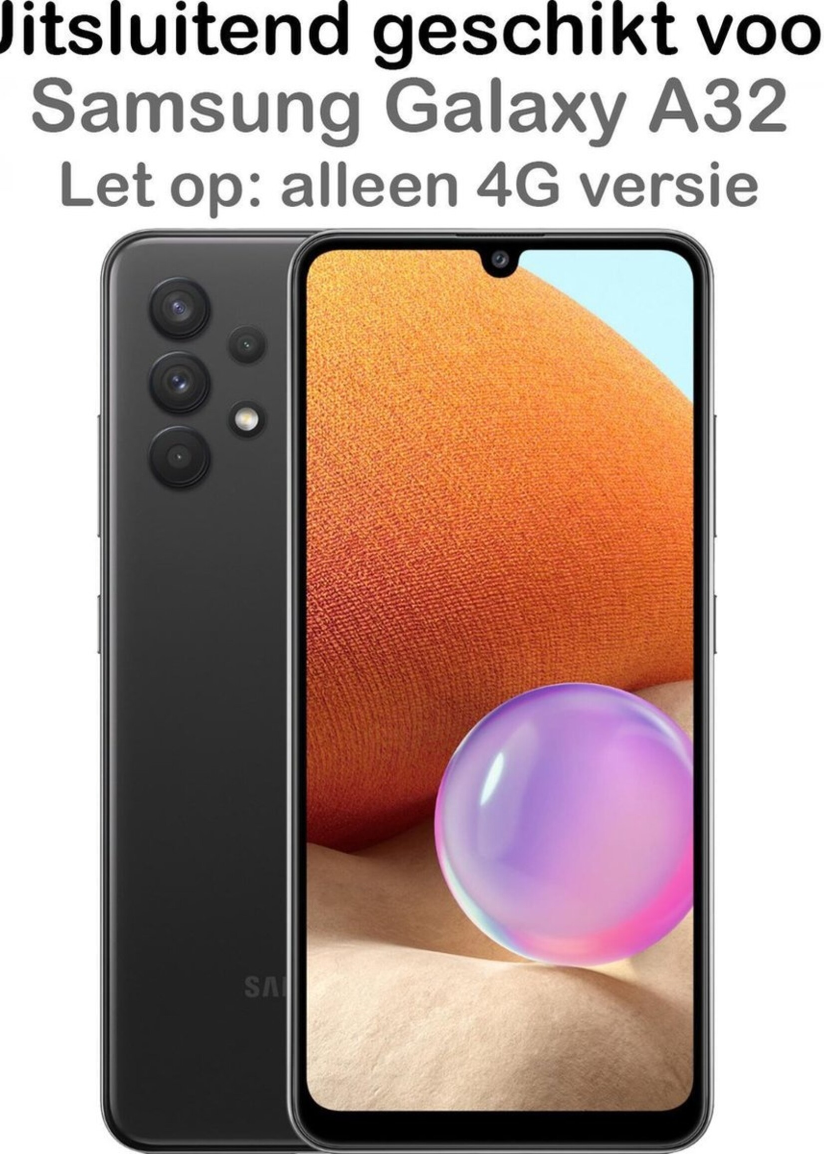 BTH Hoesje Geschikt voor Samsung A32 4G Hoesje Book Case Hoes Portemonnee Cover Walletcase Met 2x Screenprotector - Hoes Geschikt voor Samsung Galaxy A32 4G Hoes Bookcase Hoesje - Bruin