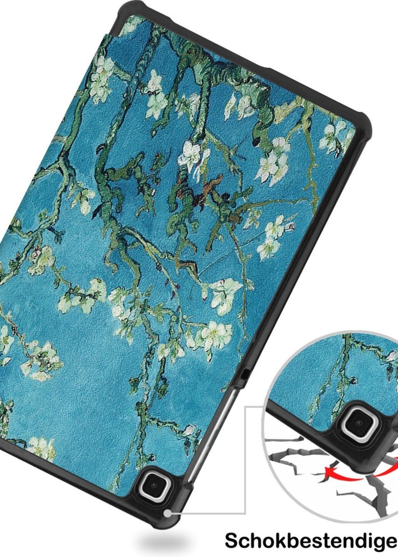 BTH Hoes Geschikt voor Samsung Galaxy Tab A7 Lite Hoes Book Case Hoesje Trifold Cover Met Screenprotector - Hoesje Geschikt voor Samsung Tab A7 Lite Hoesje Bookcase - Bloesem